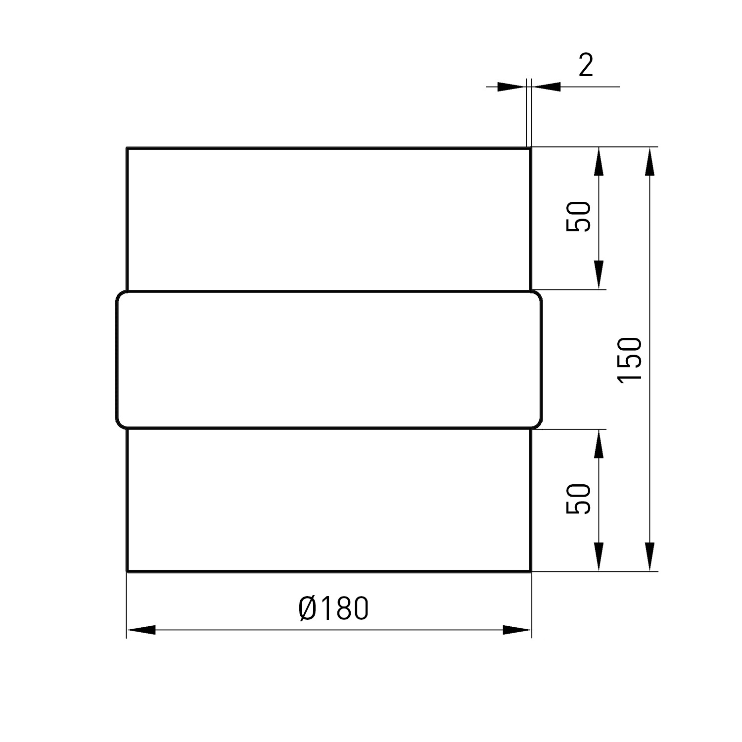 Raik Basic Adapter 180mm schwarz L: 150mm für Rauchrohr / Ofenrohr