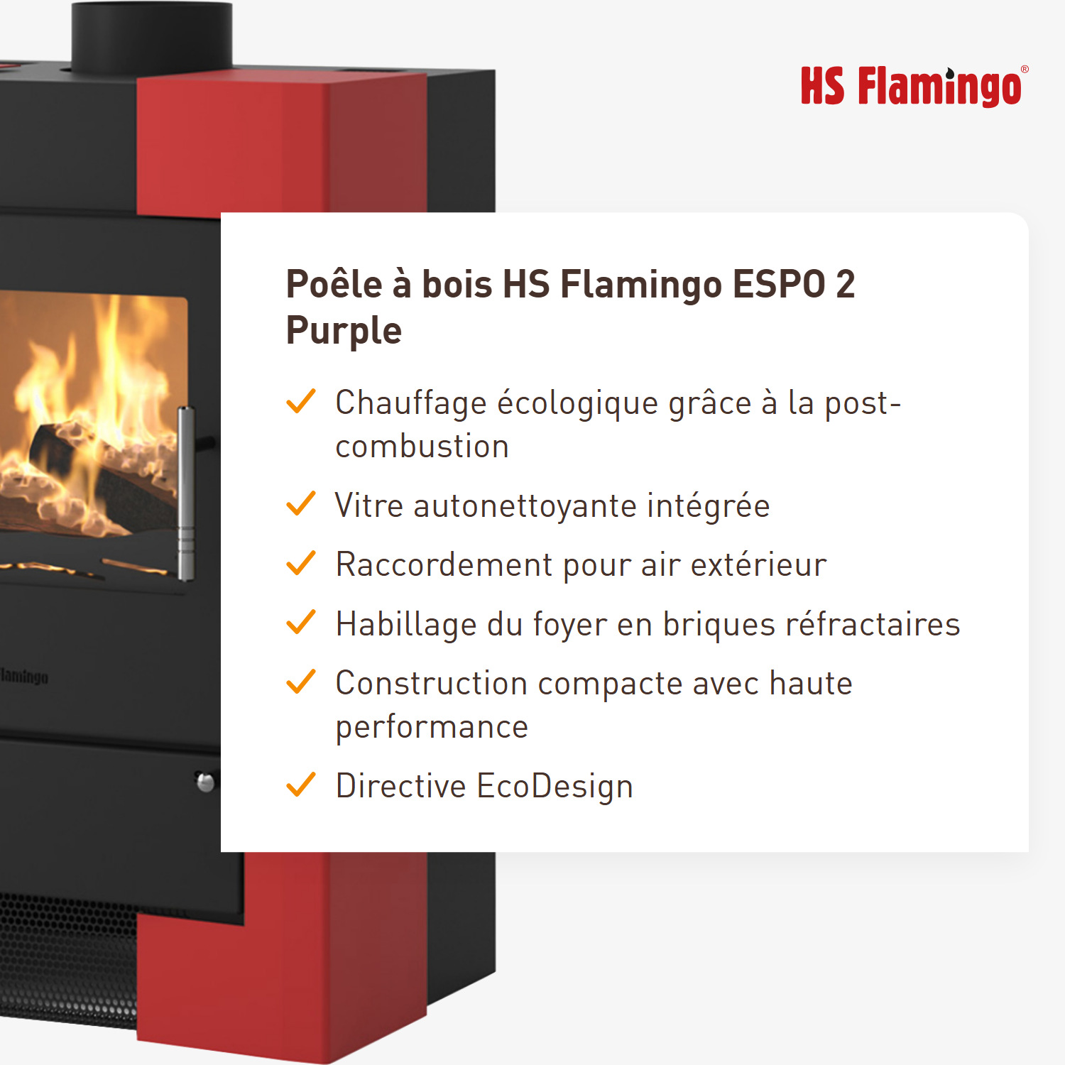 Poêle à bois HS Flamingo ESPO 2 Violet