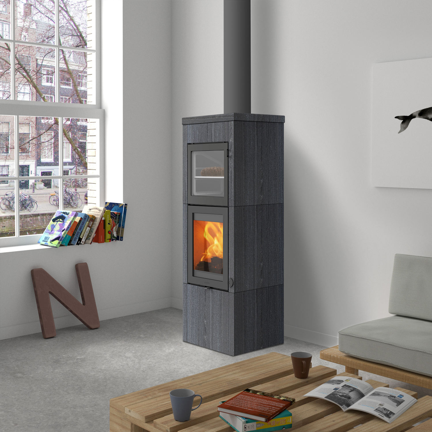Lotus QM40 Kaminofen mit Speckstein und PowerStones