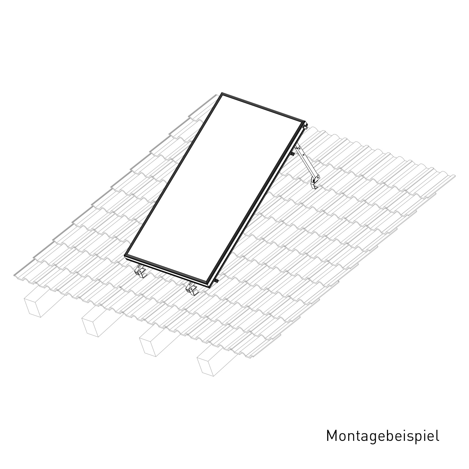Sunex Kit de montage sur toit incliné de 10 à 25 degrés pour 1 collecteur solaire AMP 2.0