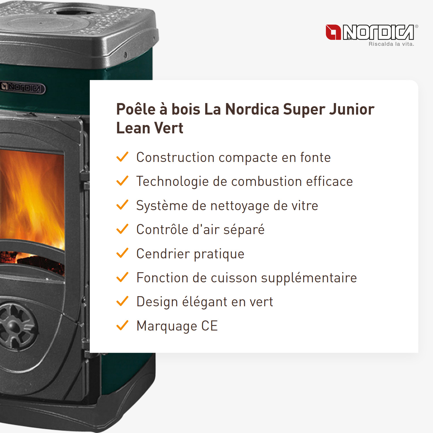 La Nordica Super Junior Lean poêle à bois Vert