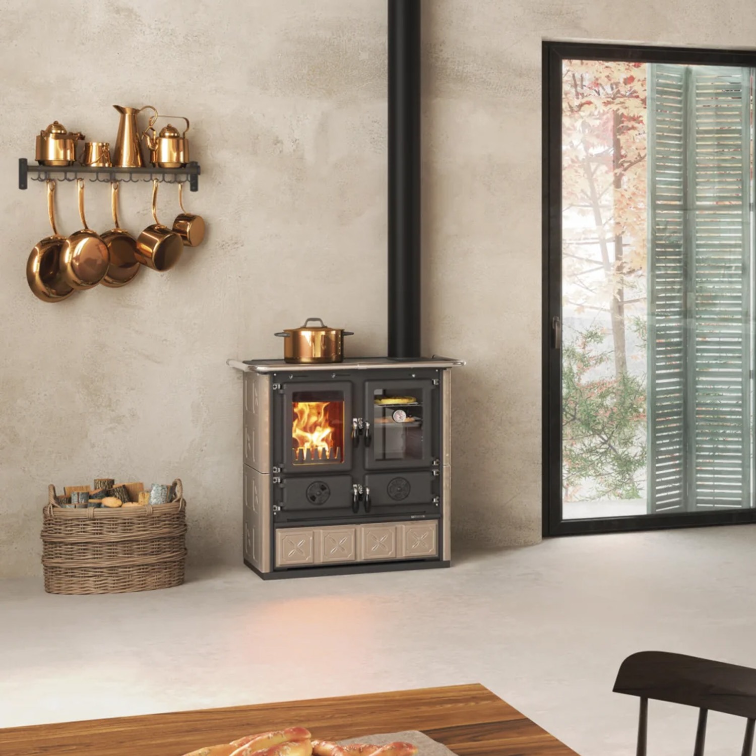 La Nordica ROSETTA.16 majolique - taupe Cuisinière à bois