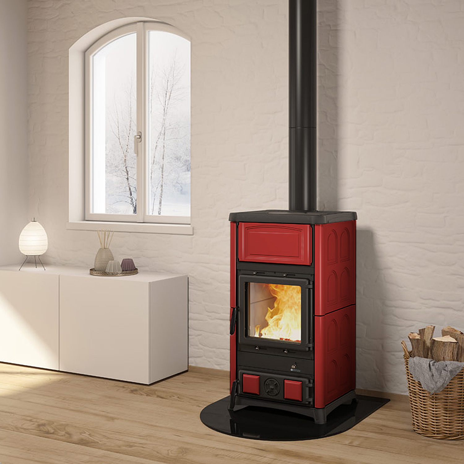La Nordica Concita 16 poêle à bois majolique bordeaux