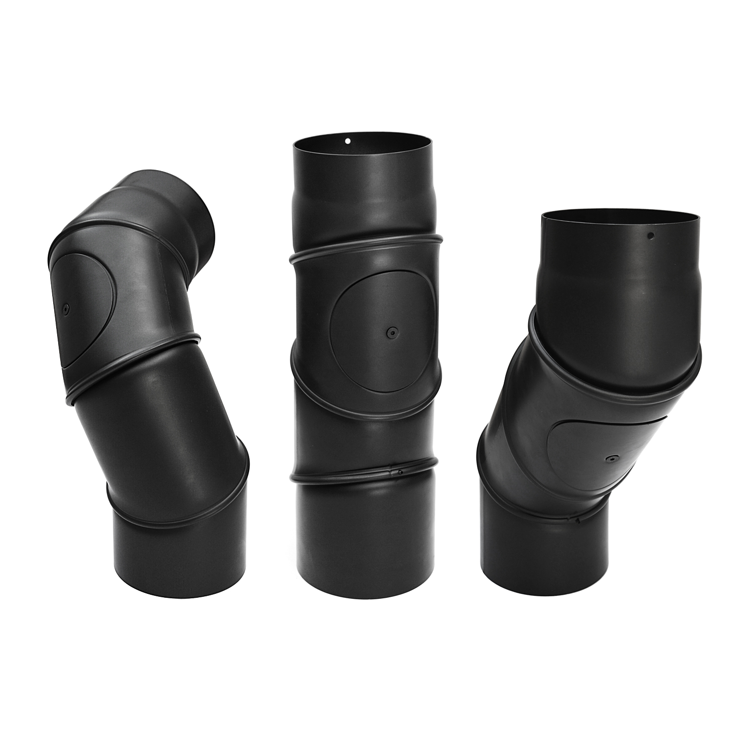 Raik Basic multicolonne 130mm noir avec porte – 4 pièces pour tuyau de fumée / conduit de fumée
