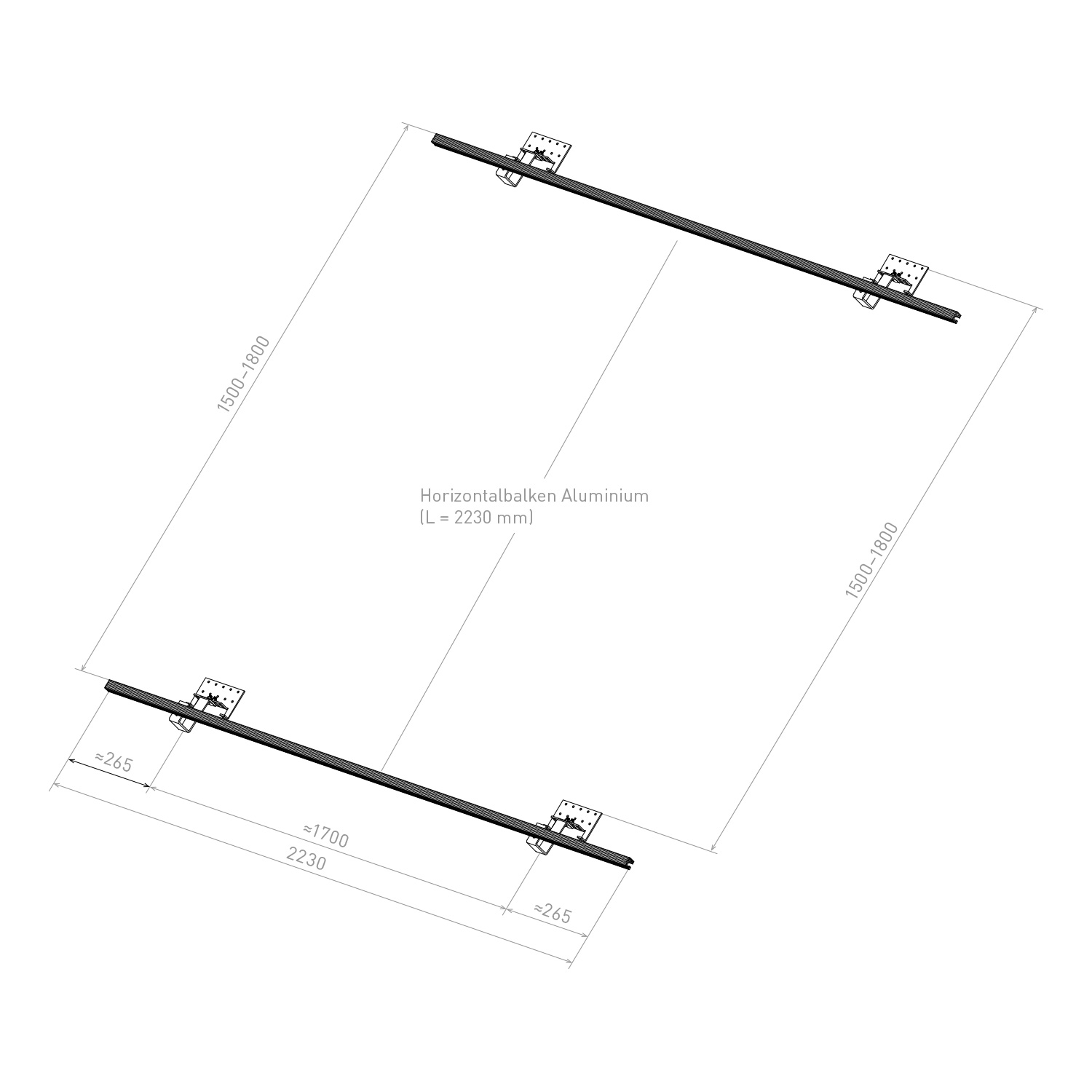 Sunex Standard Kit de montage pour toit incliné 25-60 degrés pour 2 collecteurs solaires plats Basicx 2.0