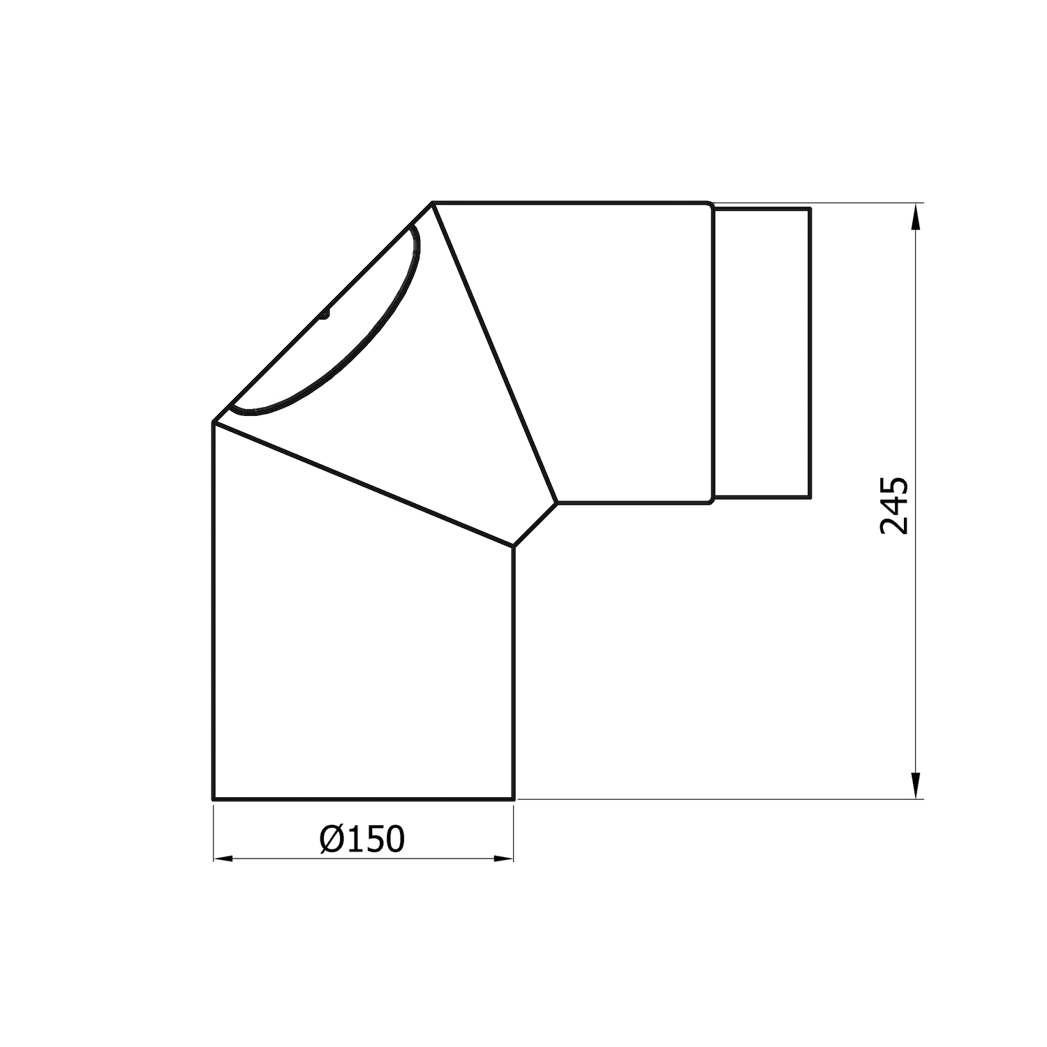 Raik Basic Rauchrohrbogen 150mm schwarz 90° mit Tür für Rauchrohr / Ofenrohr