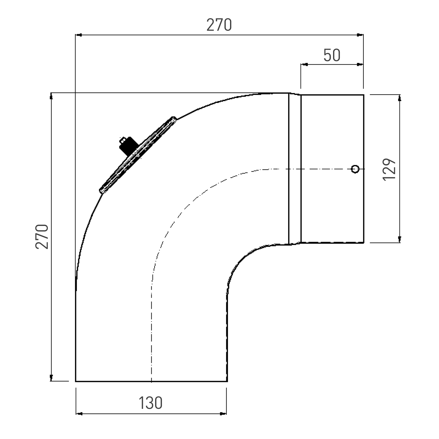 Coude de conduit de fumée / Coude de tuyau de poêle émaillé 130 mm - Coude lisse à 90° noir avec ouverture de nettoyage
