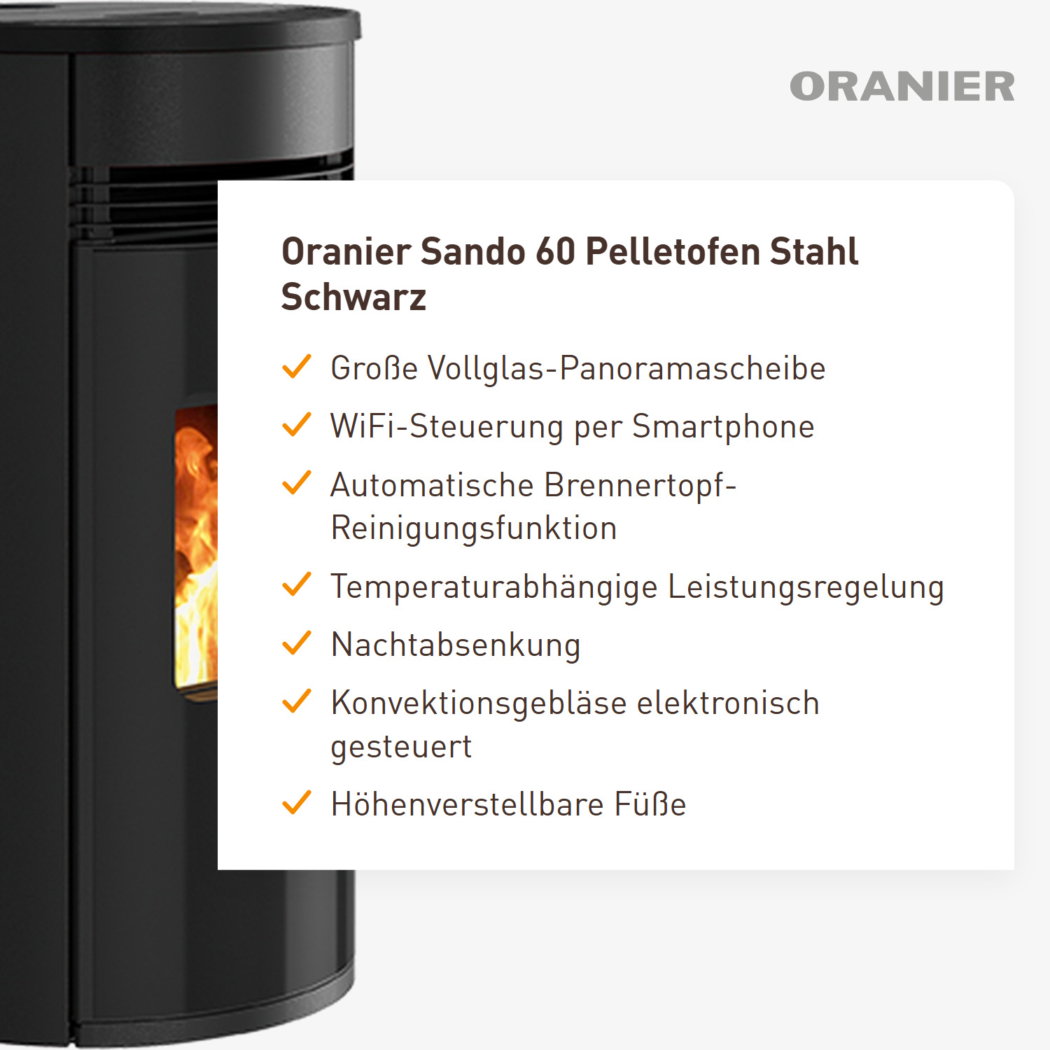 Oranier Sando 60 Pelletofen Stahl Schwarz