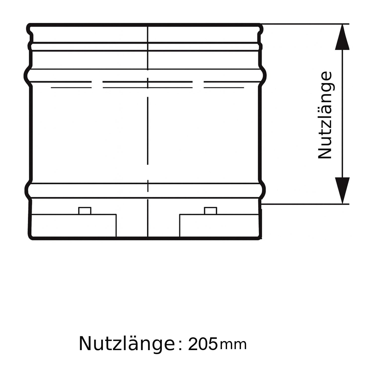 Schiedel ICS élément de tuyau 250 mm Ø180 double paroi brillant