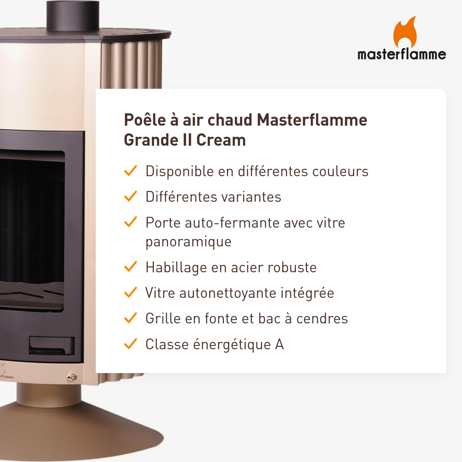 Poêle à air chaud Masterflamme Grande II Crème