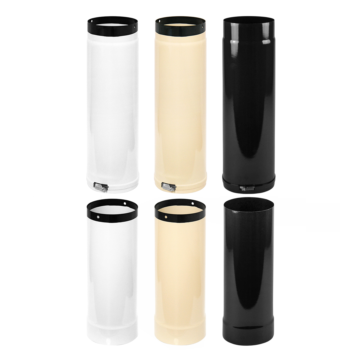 Tube de raccordement / Tuyau de poêle émaillé 130 mm - Tube télescopique blanc