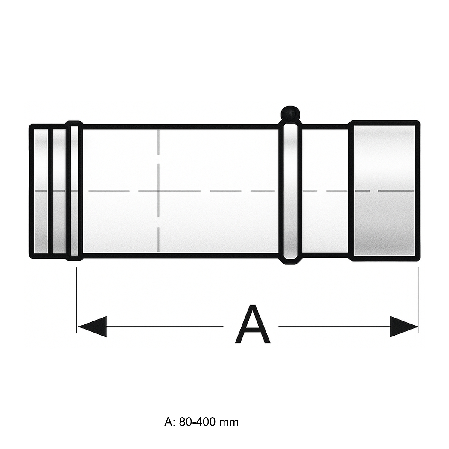 Schiedel PRIMA PLUS élément de compensation de conduit 80-400mm Ø130 mm FE/FU simple paroi mat