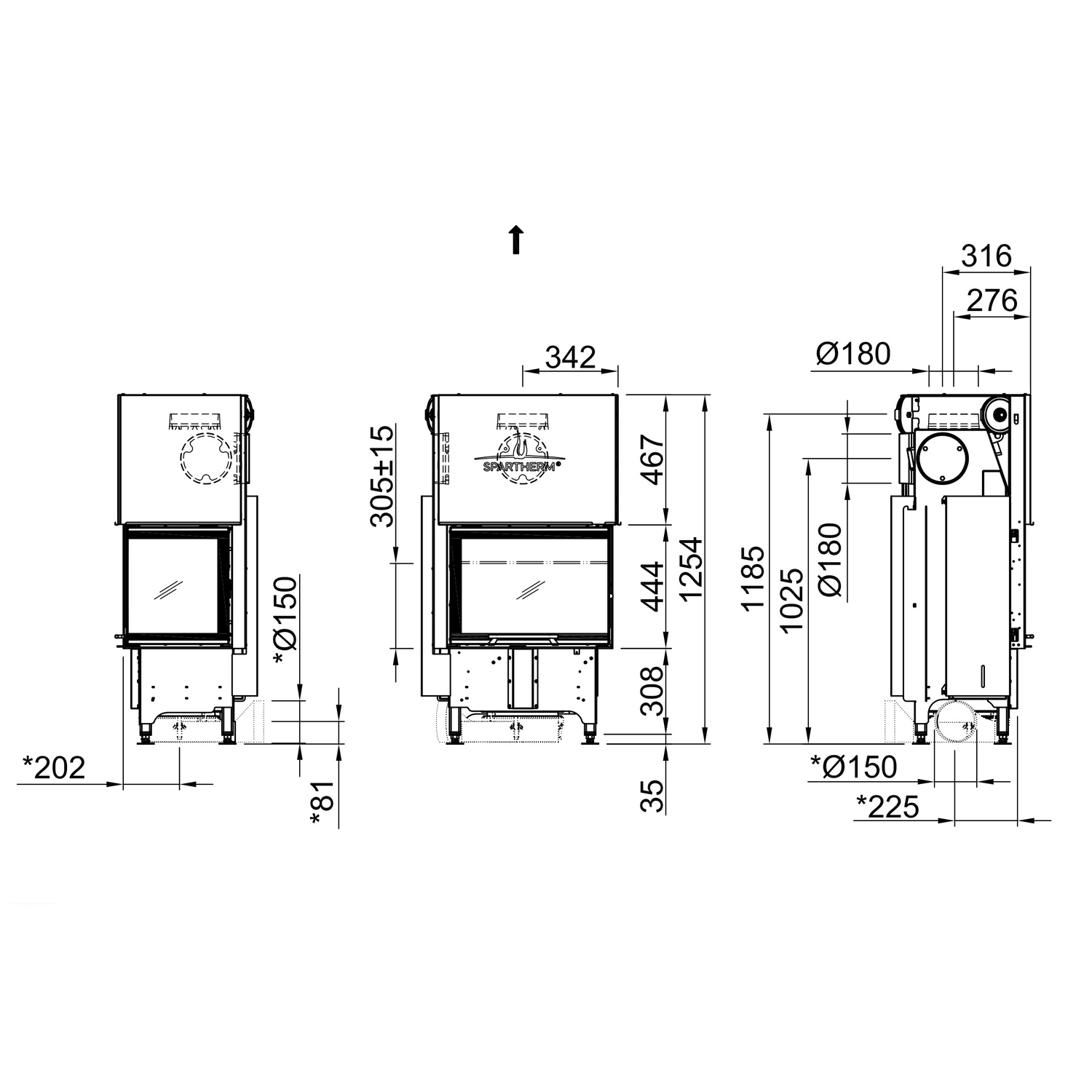 Spartherm Varia 2R-62h RLU Kamineinsatz 180 mm RR