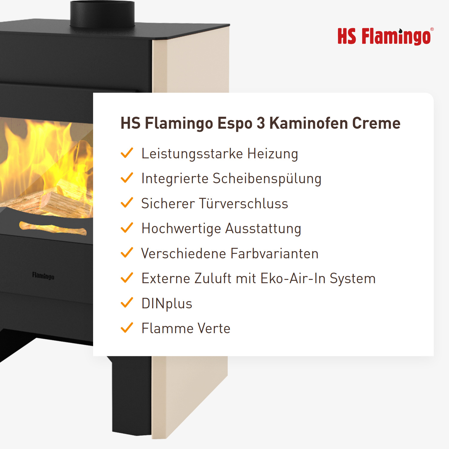 HS Flamingo Espo 3 Kaminofen Creme