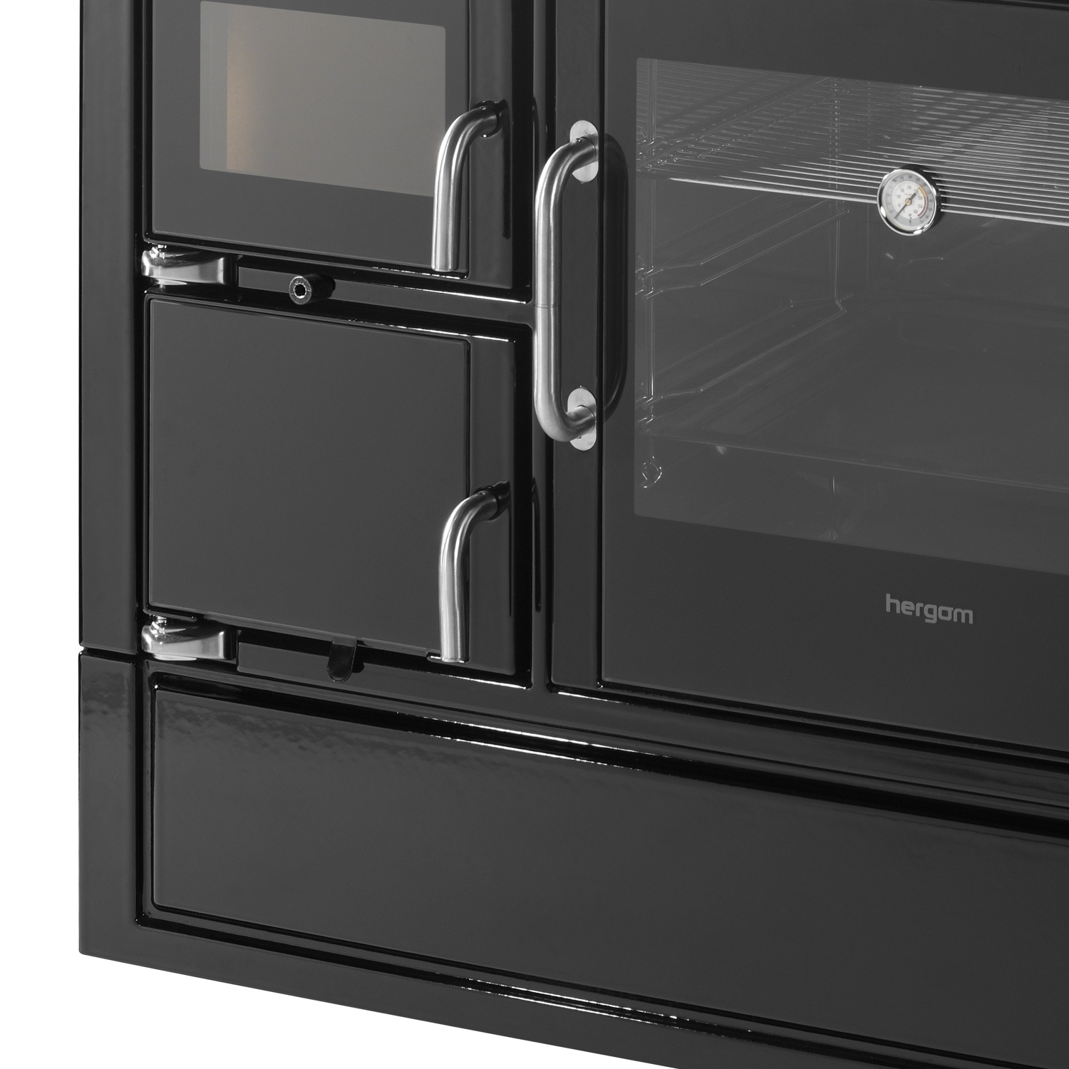 Hergom Eclecsys 100 SE Küchenofen Gusseisen schwarz, Herdplatte Gusseisen, RR hinten