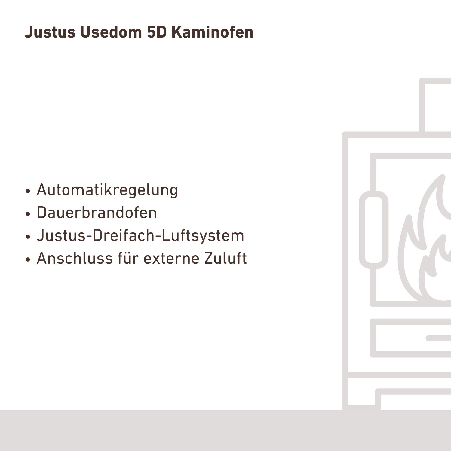 Justus Usedom 5D Kaminofen Stahl Gussgrau / Speckstein
