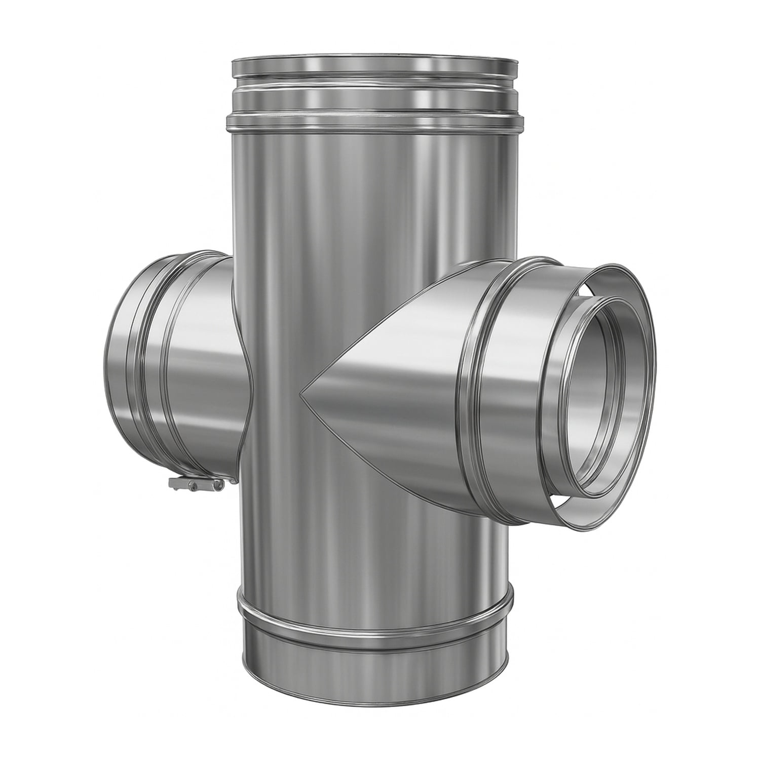 Schiedel ICS raccordement tuyaux 90° Ø200 avec raccordement porte de visite rond pour huile et gaz double paroi brillant