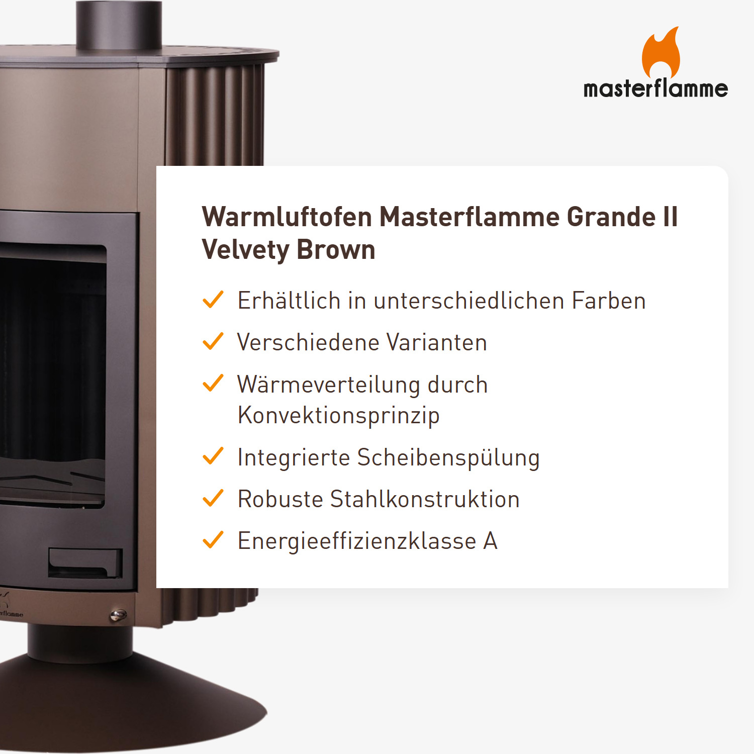 Warmluftofen Masterflamme Grande II Velvety Brown