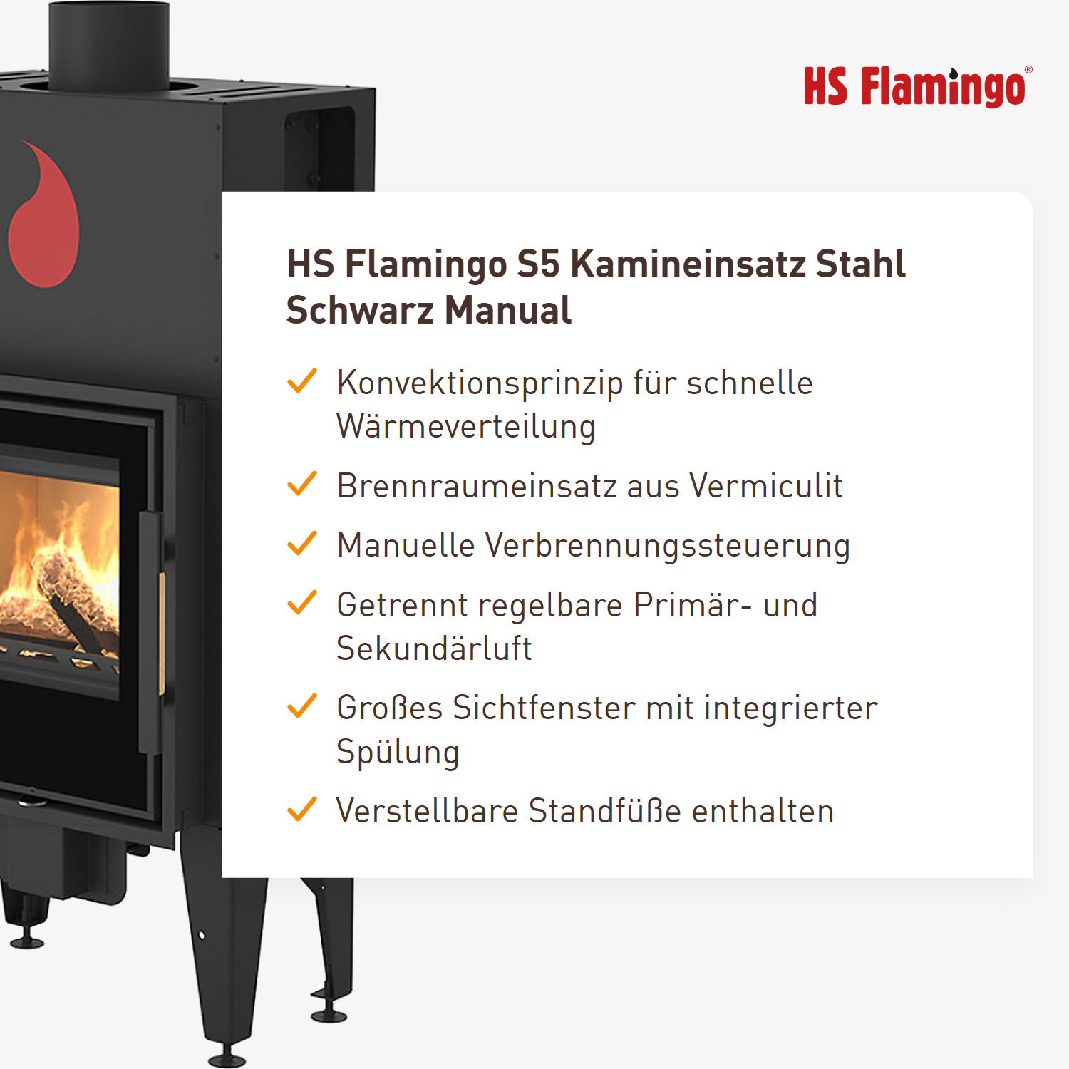 HS Flamingo S5 Kamineinsatz Stahl Schwarz Manual