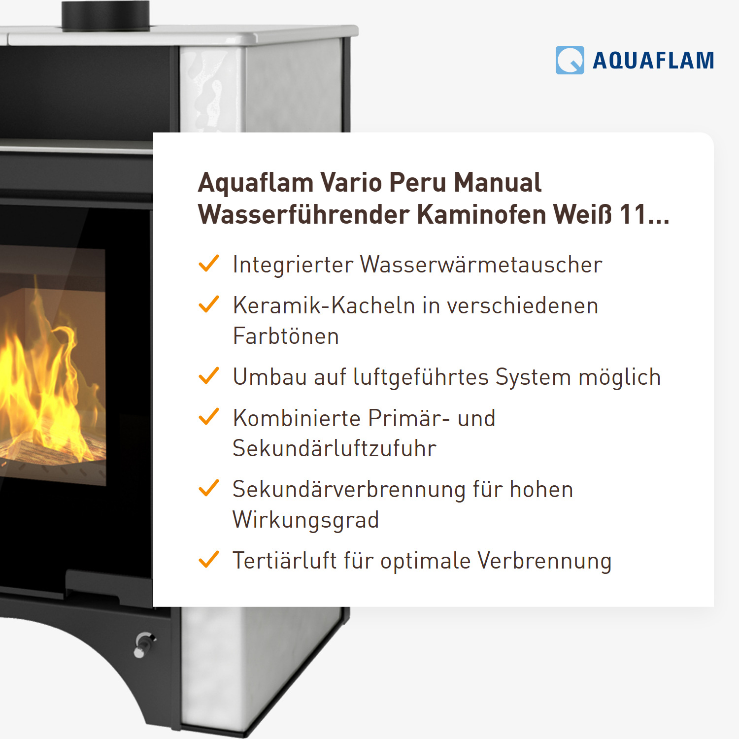 Aquaflam Vario Peru Manual Wasserführender Kaminofen Weiß 11/7 kW