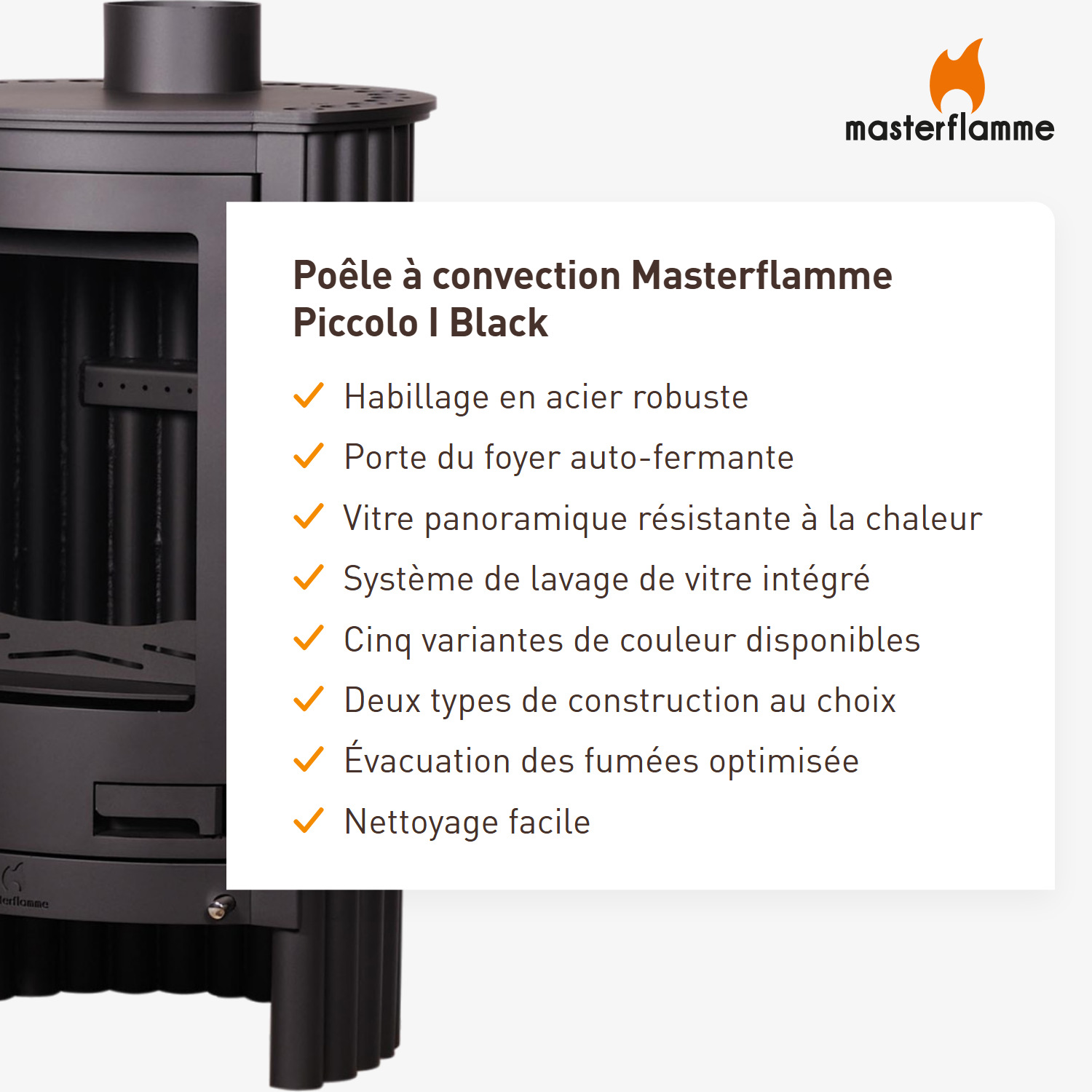 Poêle à air chaud Masterflamme Piccolo I Noir