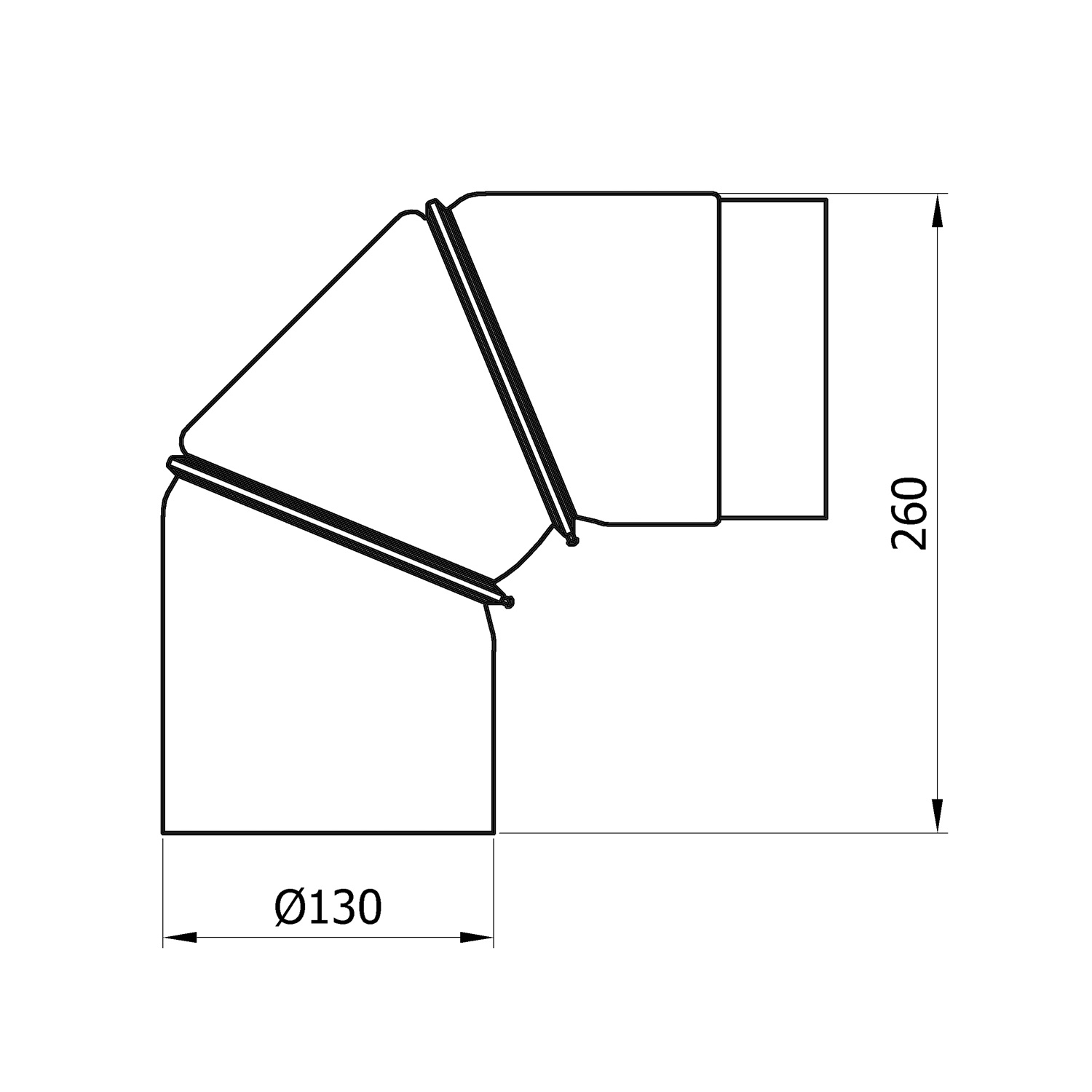 Raik Basic coude de tuyau de fumée 130mm gris fonte 0–90° sans porte pour tuyau de fumée / conduit de fumée