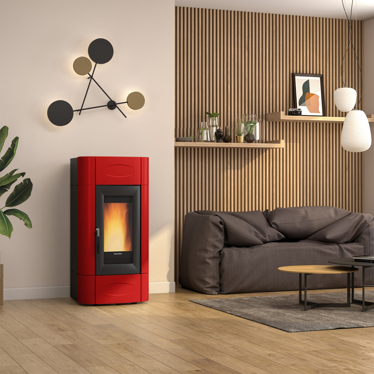 Extraflame ISIDORA IDRO H20 5.0 EVO - Bordeauxrot wassergeführter Pelletofen EVOLUTION LINE