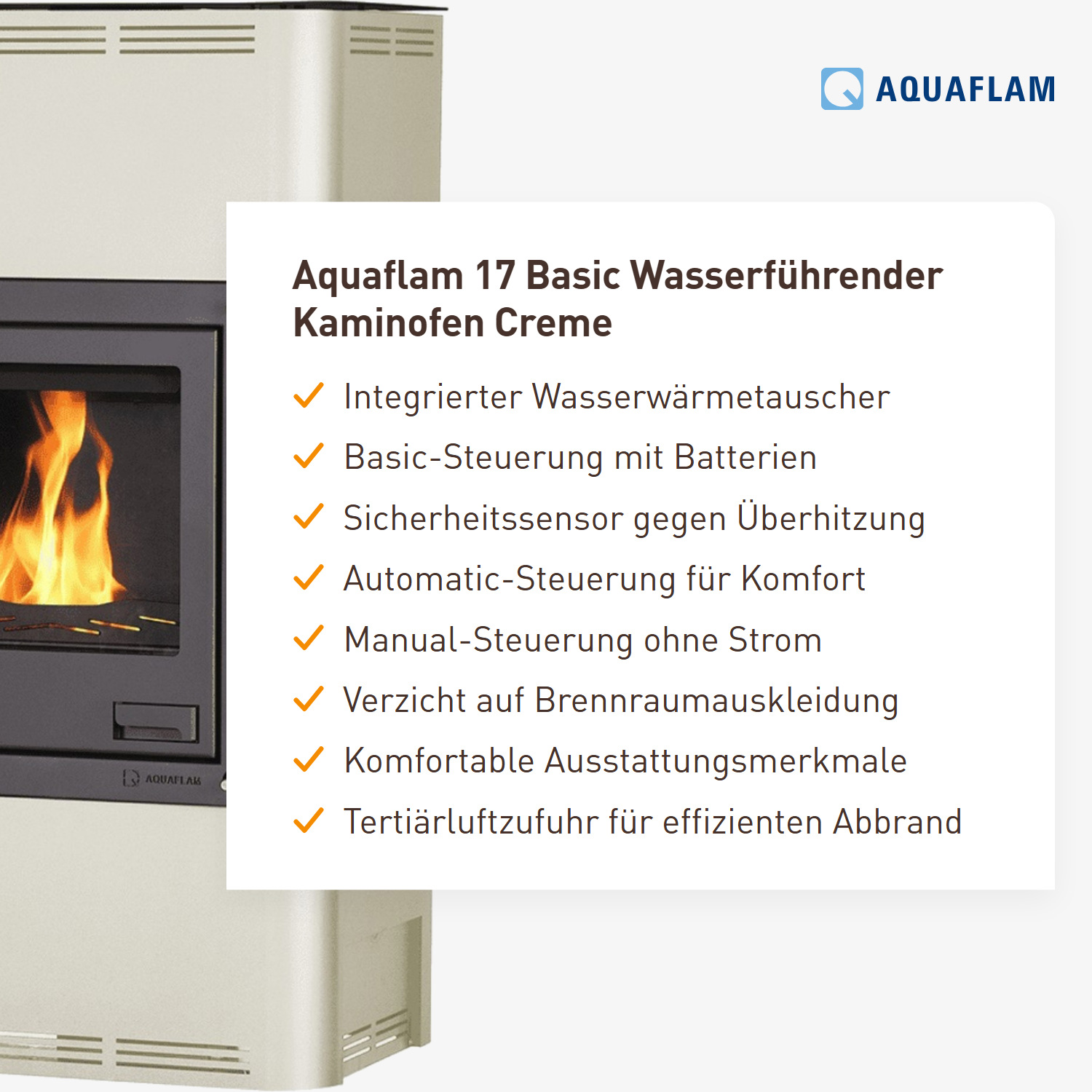 Aquaflam 17 Basic Wasserführender Kaminofen Creme