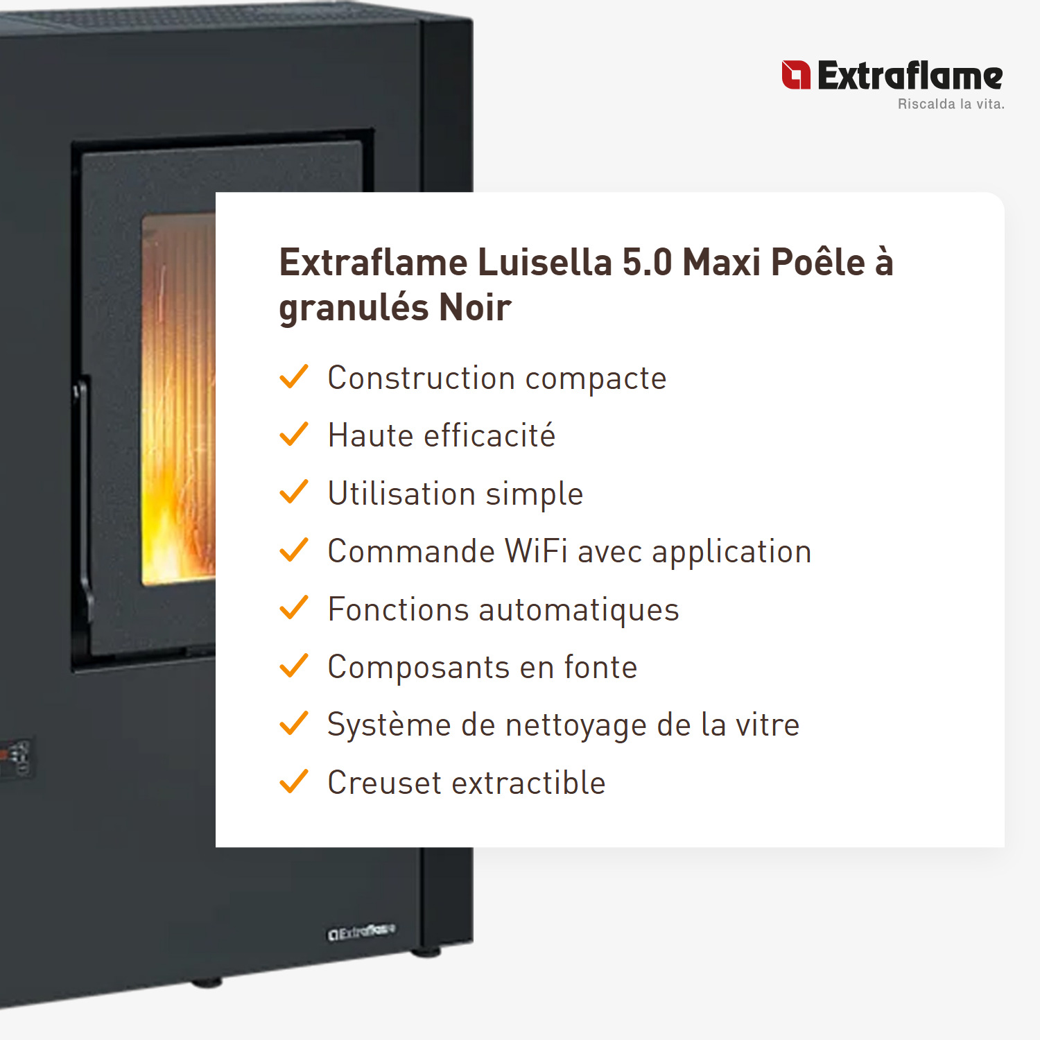 Extraflame Luisella 5.0 Maxi poêle à granulés noir