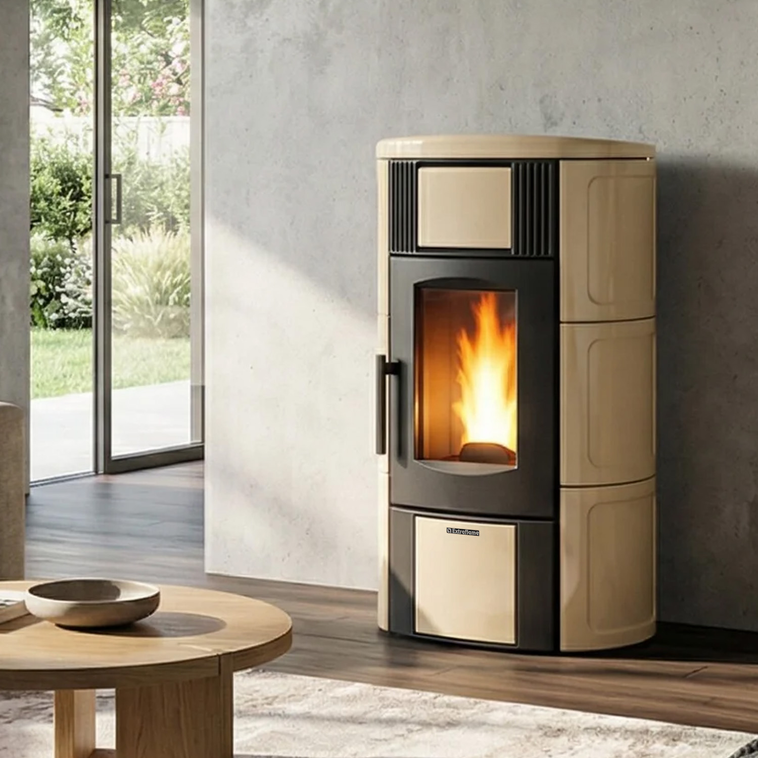 Extraflame ISIDE IDRO 5.0.16 - Pergament Beige wassergeführter Pelletofen