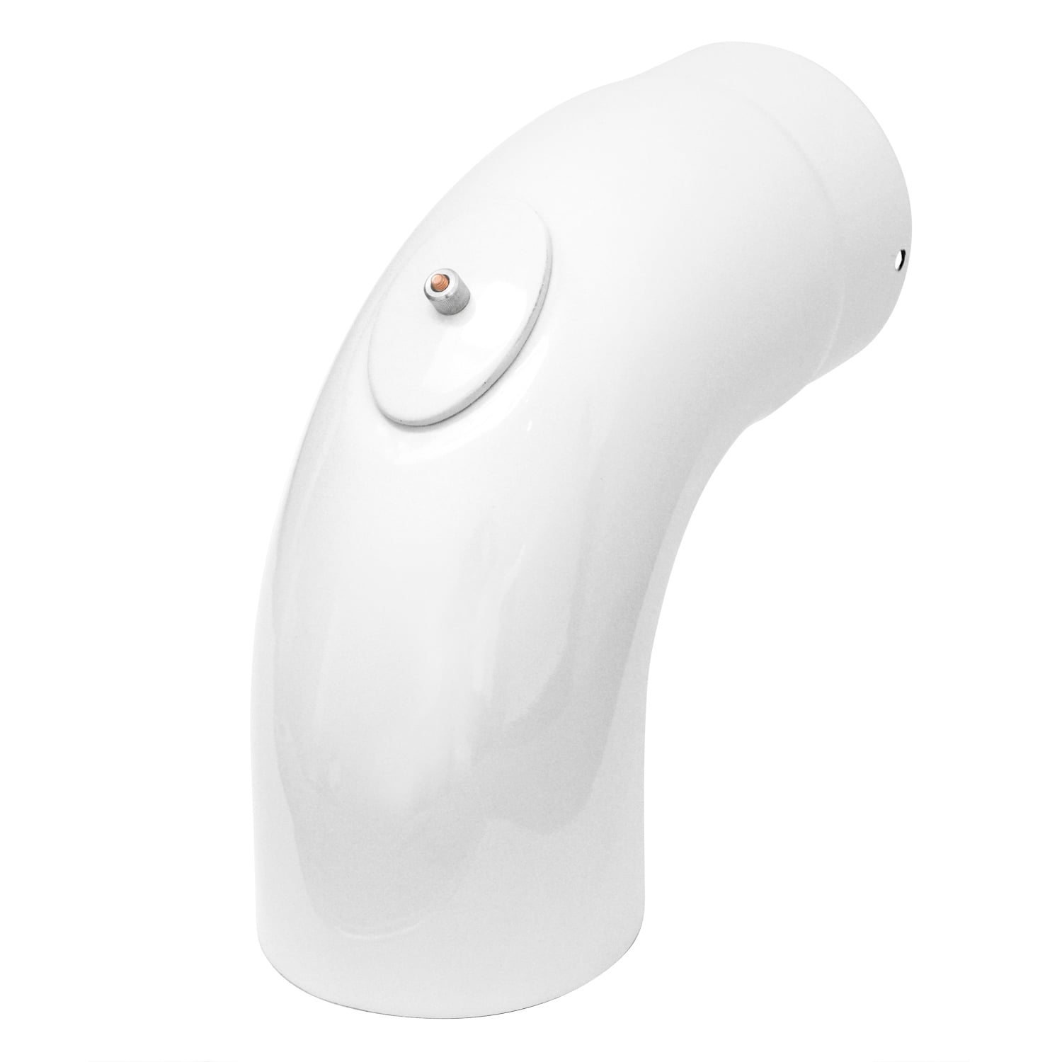 Coude de conduit de fumée / Coude de tuyau de poêle émaillé 120 mm - Coude lisse à 90° blanc avec ouverture de nettoyage