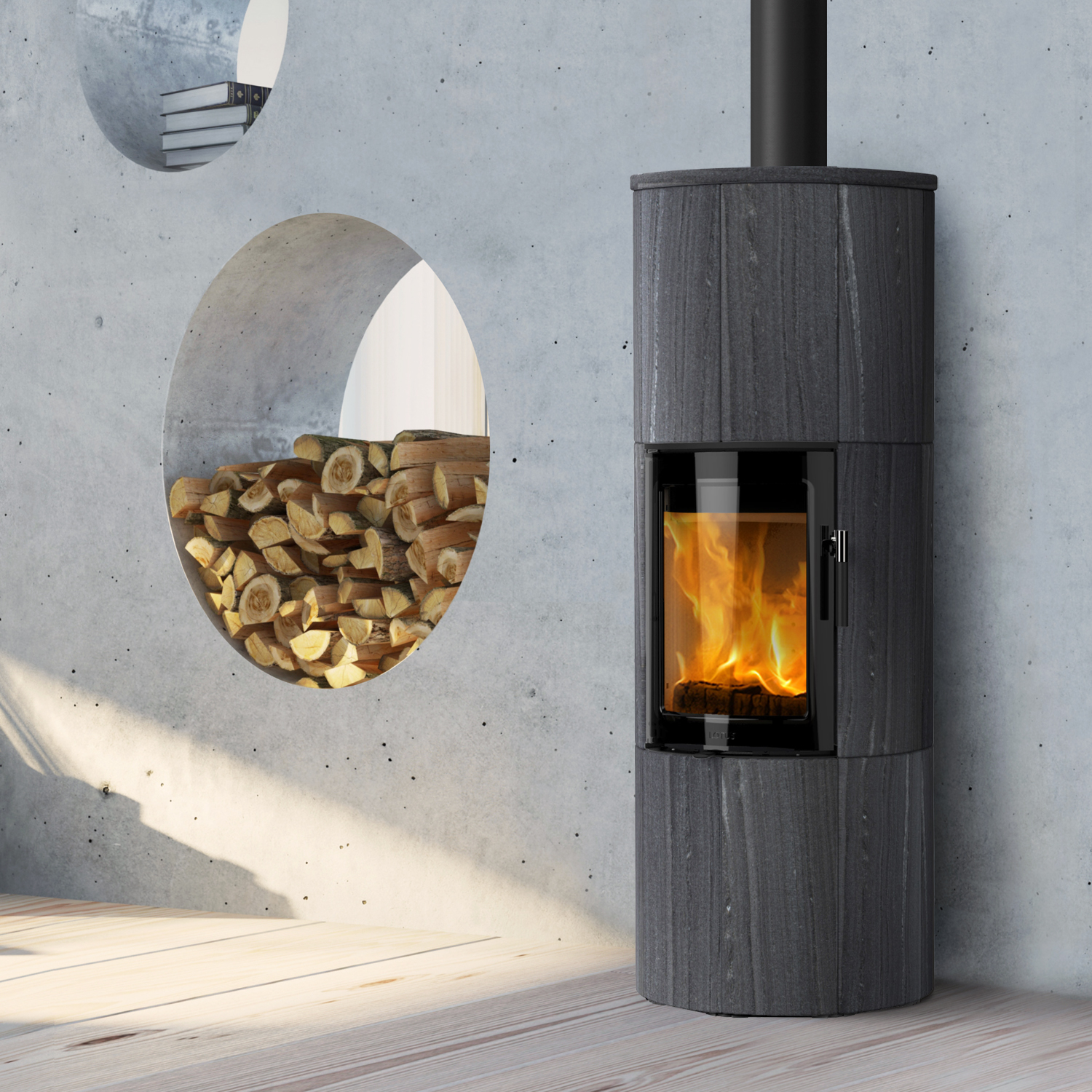 Lotus Maestro 152 Kaminofen Magic Tür/ Indian Night, Rauchabgang oben