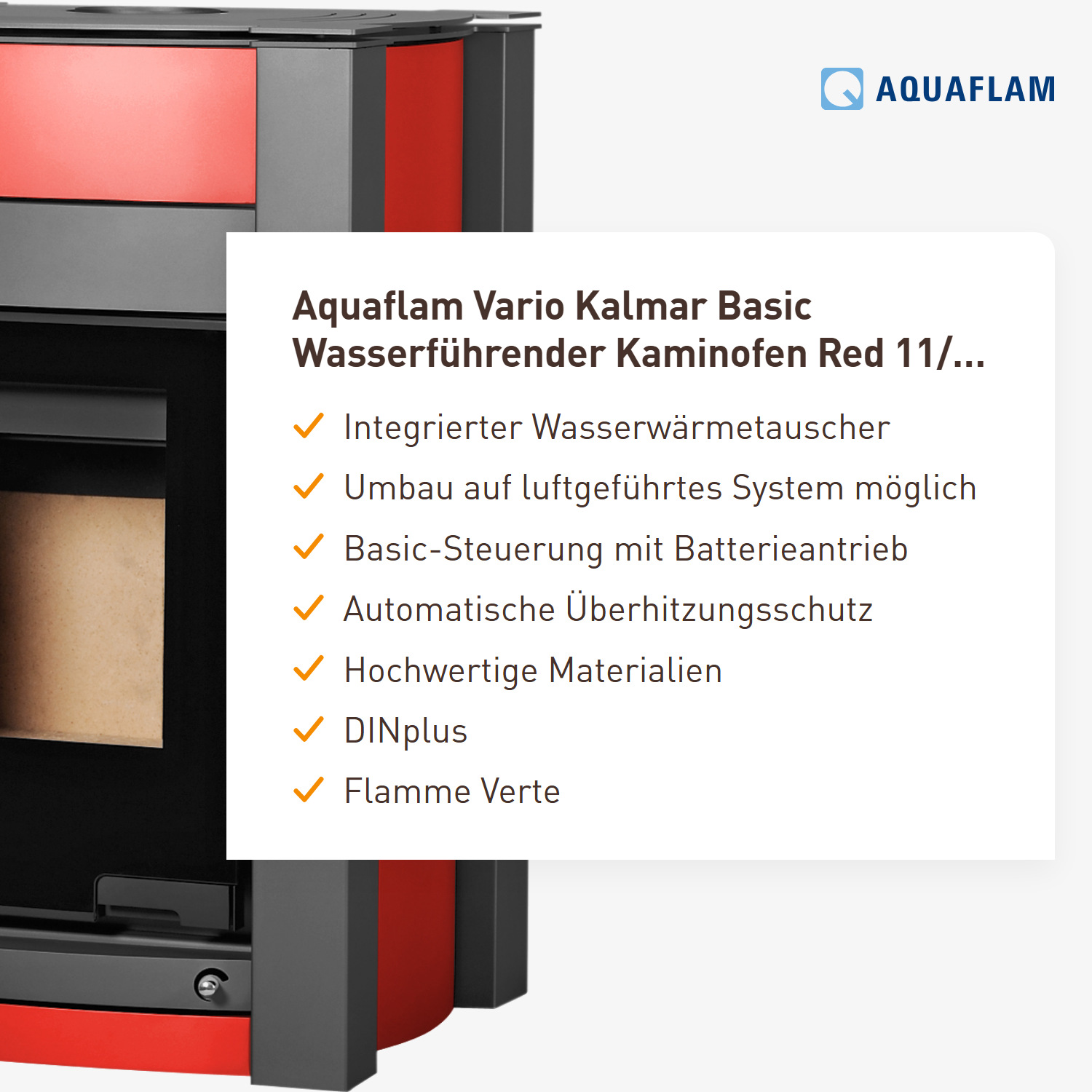 Aquaflam Vario Kalmar Basic Wasserführender Kaminofen Red 11/5 kW