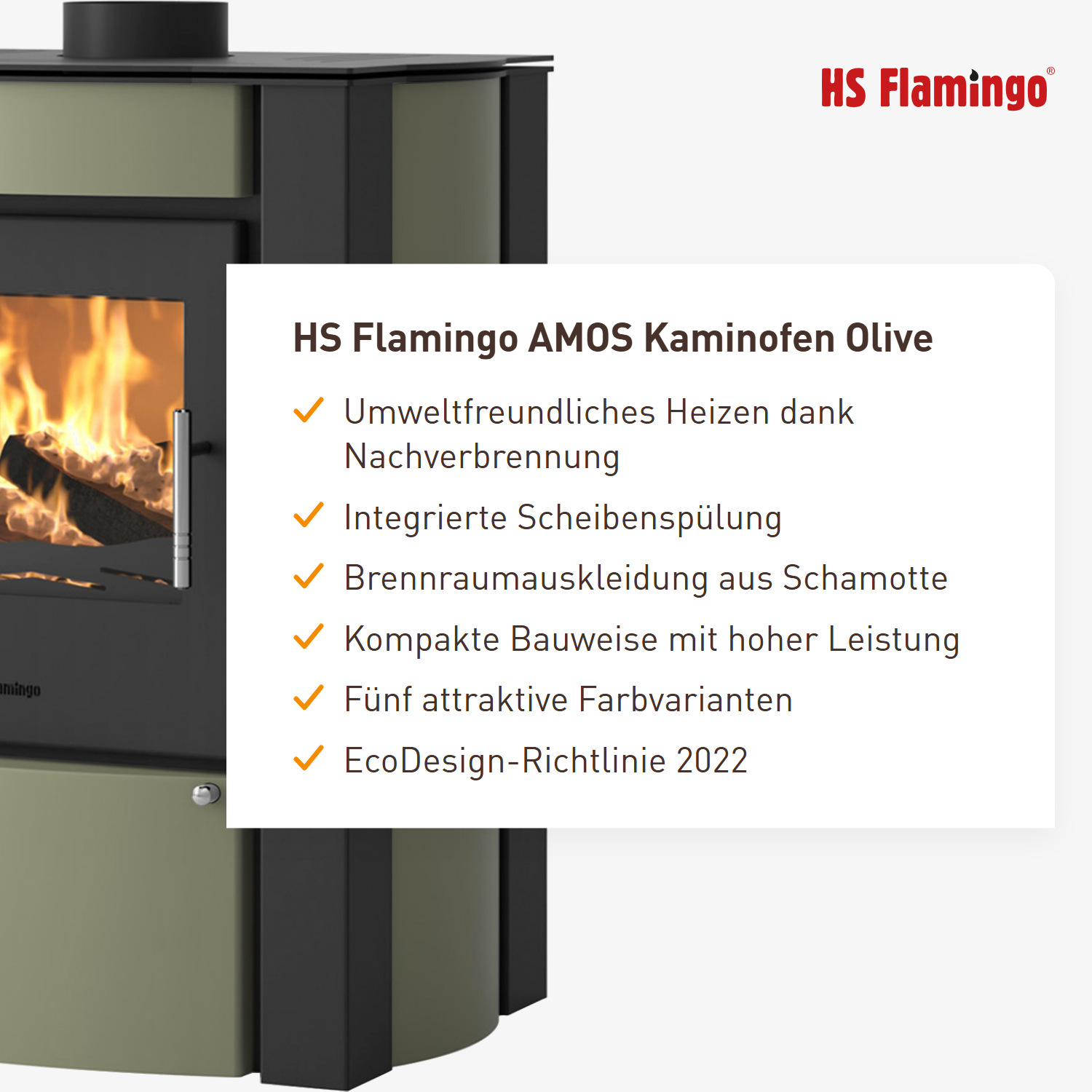 HS Flamingo AMOS Kaminofen Olive