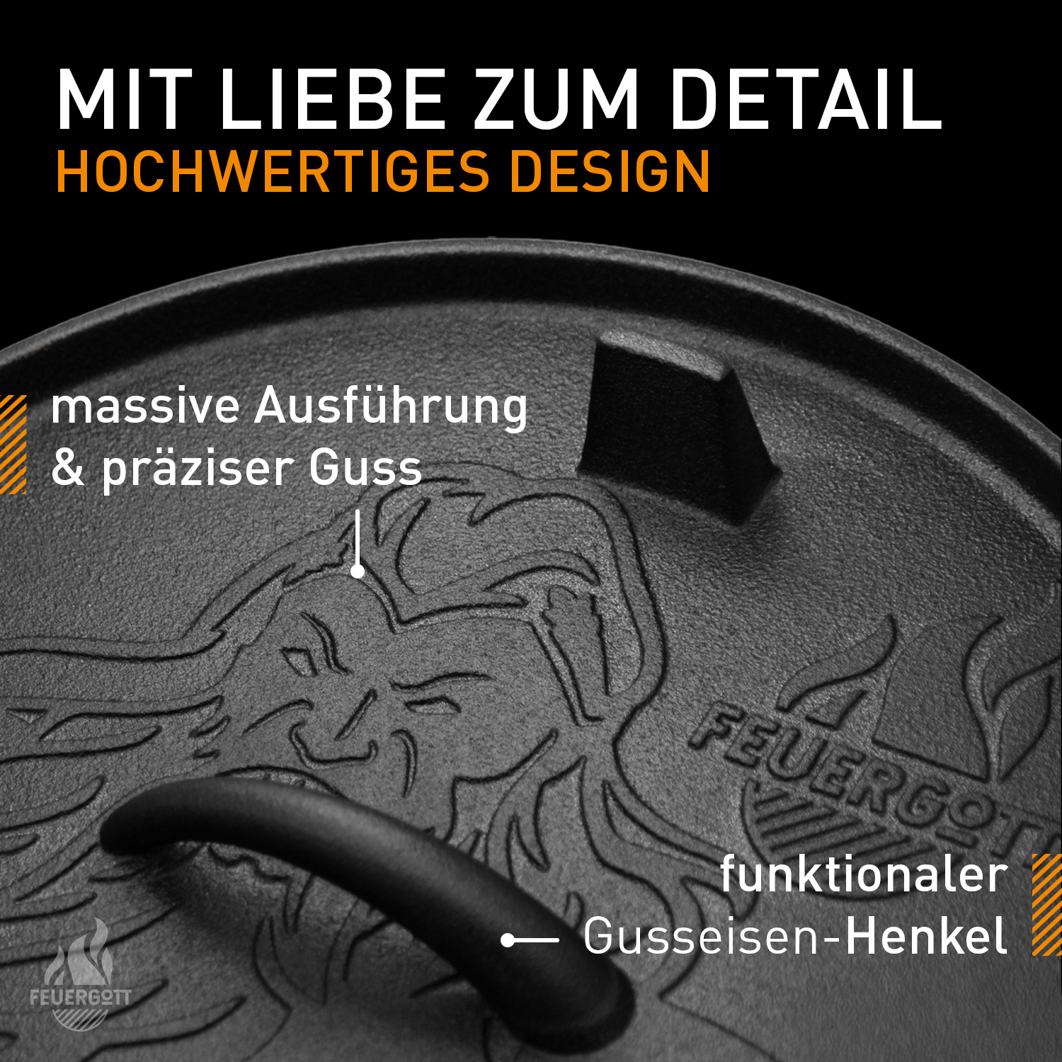 FEUERGOTT Dutch Oven 4,5 l mit Füßen