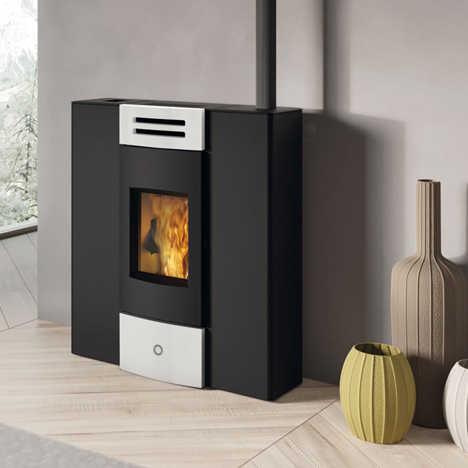 EK63 Dub 100++ Poêle à granulés céramique blanche