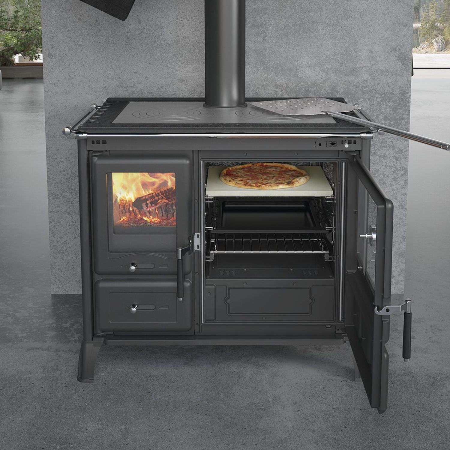 La Nordica GARDENIA XXL Céramique - Rouge bordeaux cuisinière à bois
