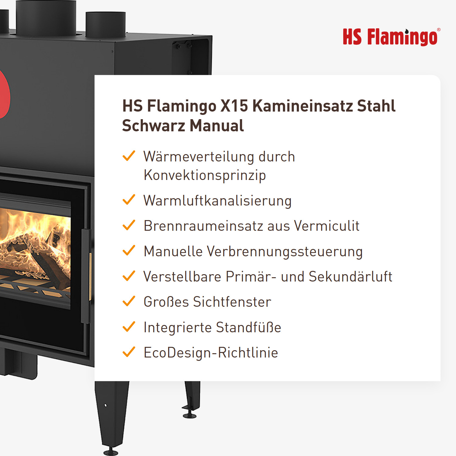 HS Flamingo X15 Kamineinsatz Stahl Schwarz Manual