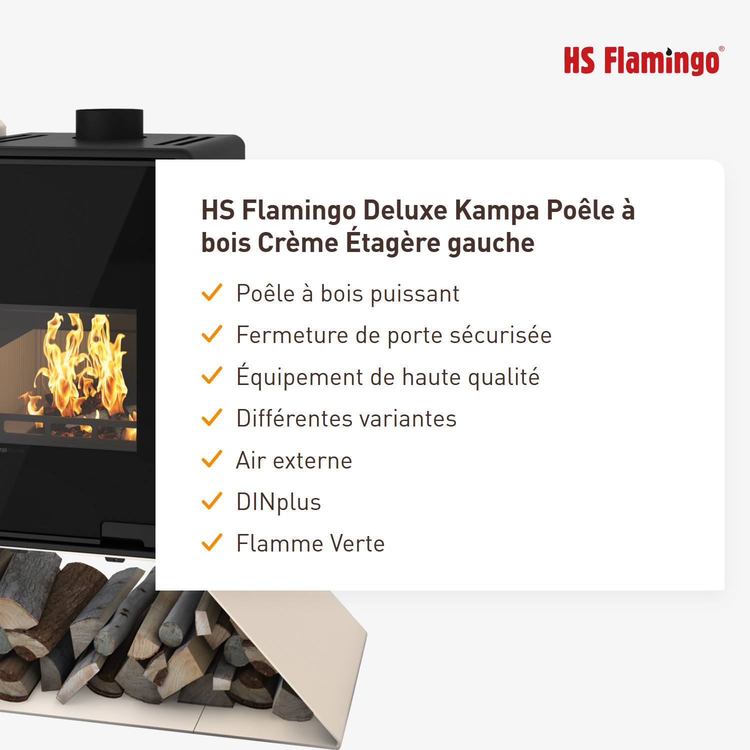 HS Flamingo Deluxe Kampa Poêle à bois Crème Étagère gauche