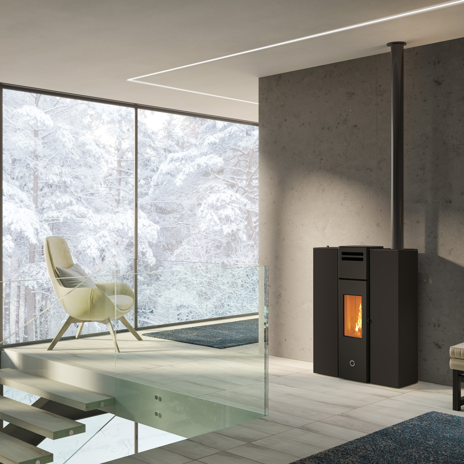 EK63 Cell 80+ Evo Pelletofen Stahl schwarz COAX