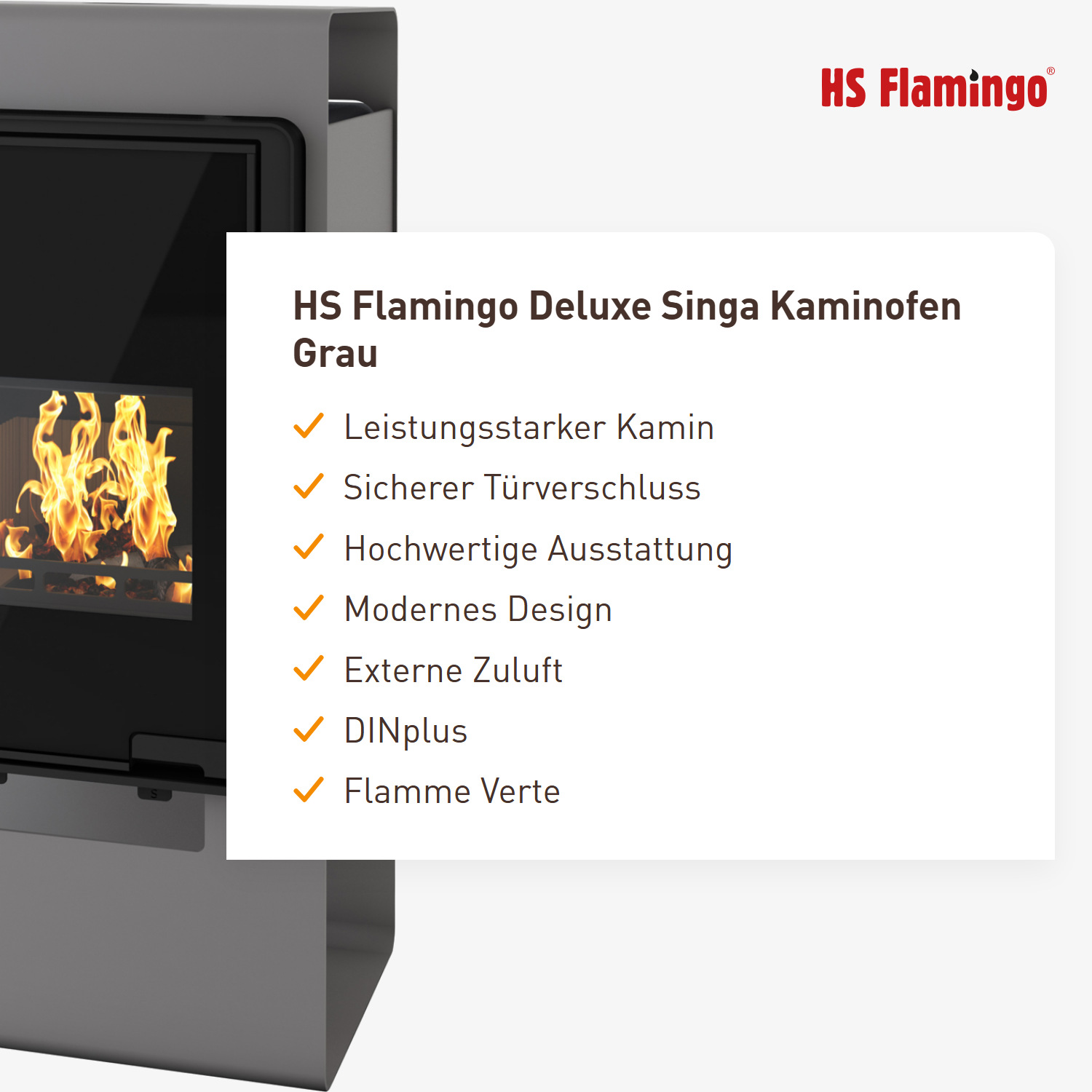 HS Flamingo Deluxe Singa Kaminofen Grau