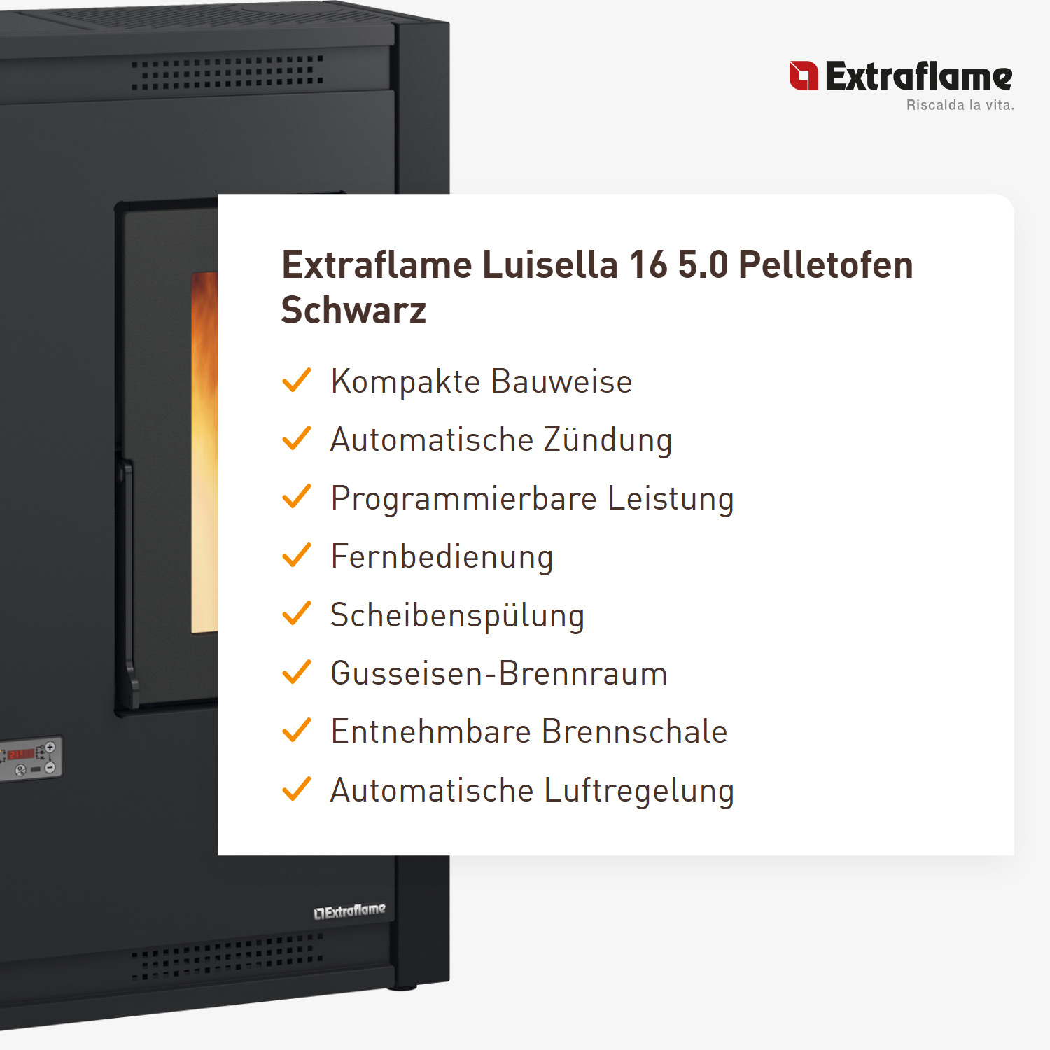 Extraflame Luisella 16 5.0 Pelletofen Schwarz