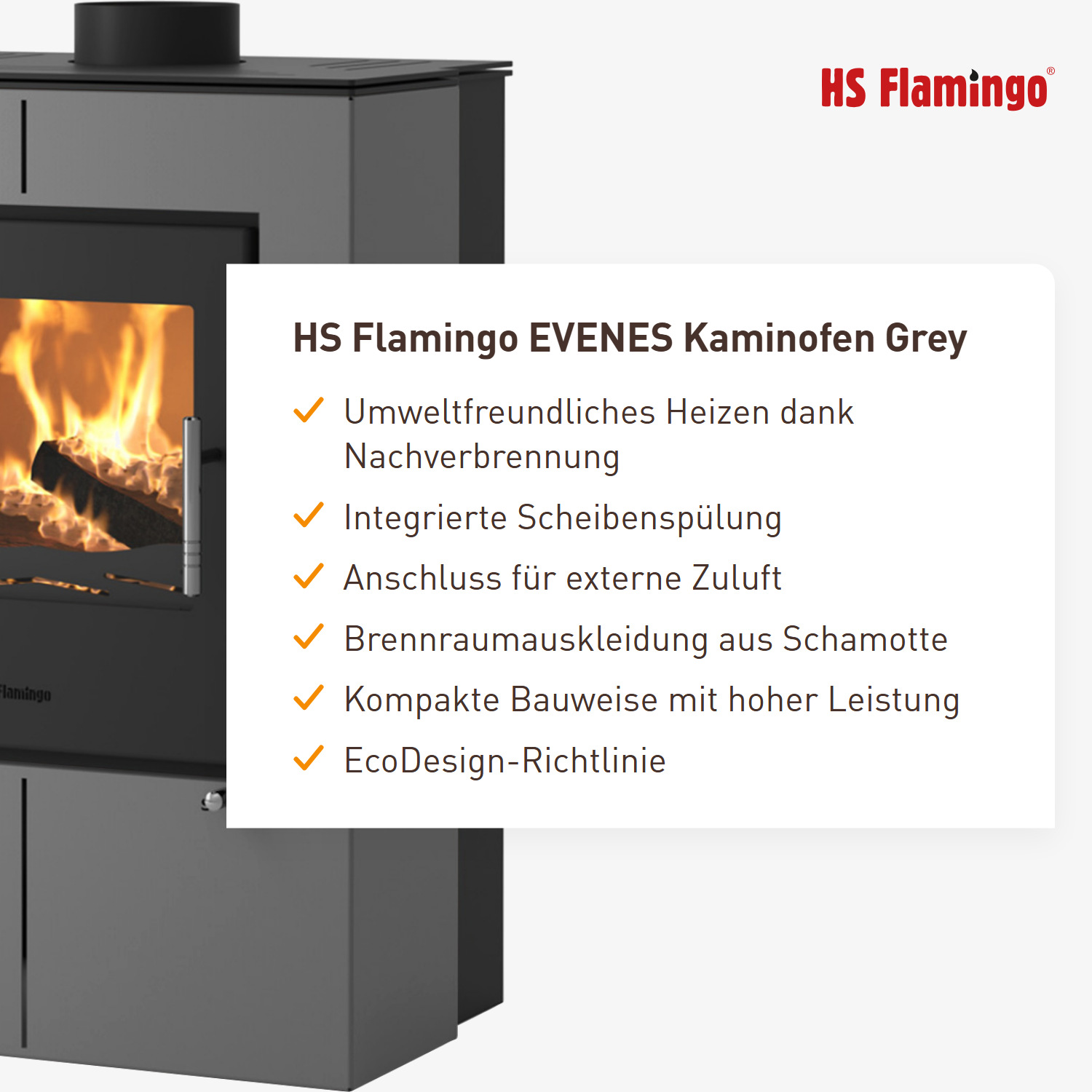 HS Flamingo EVENES Kaminofen Grey
