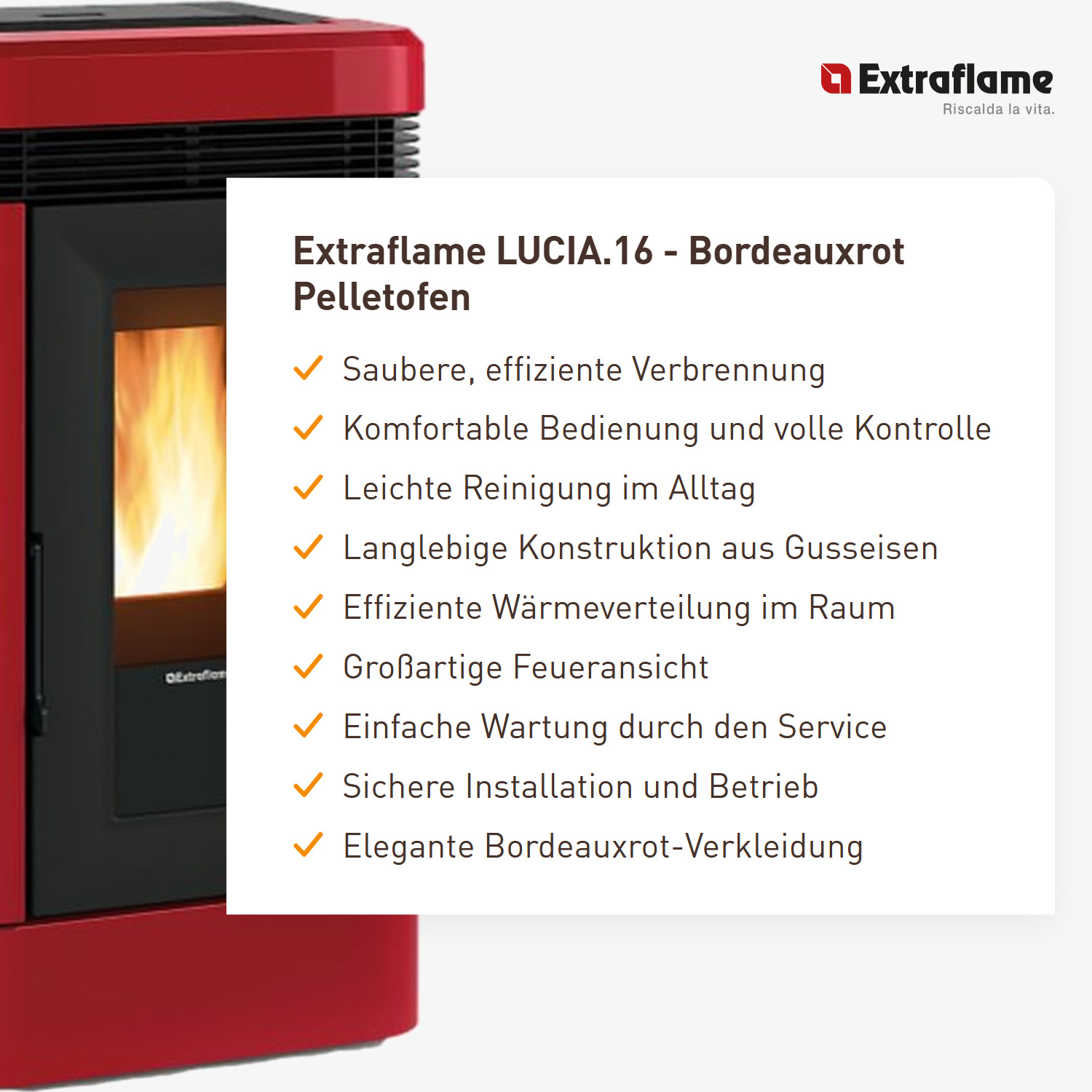 Extraflame LUCIA.16 - Bordeauxrot Pelletofen