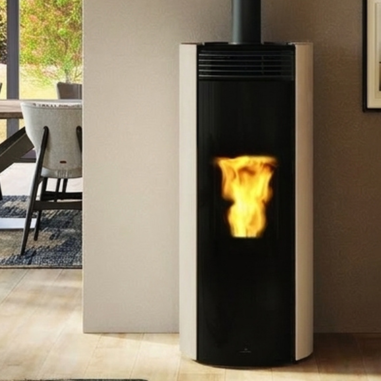 Edilkamin Libra X 7 Pelletofen RR oben Stahlverkleidung beige