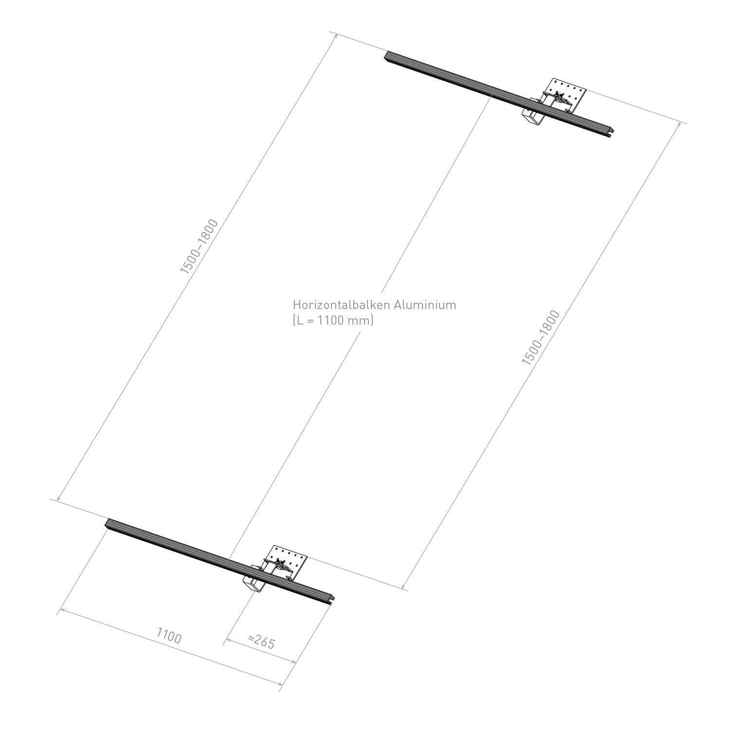 Sunex Standard Kit d'extension pour toit incliné 25-60 degrés pour 1 collecteur solaire Basicx 2.0