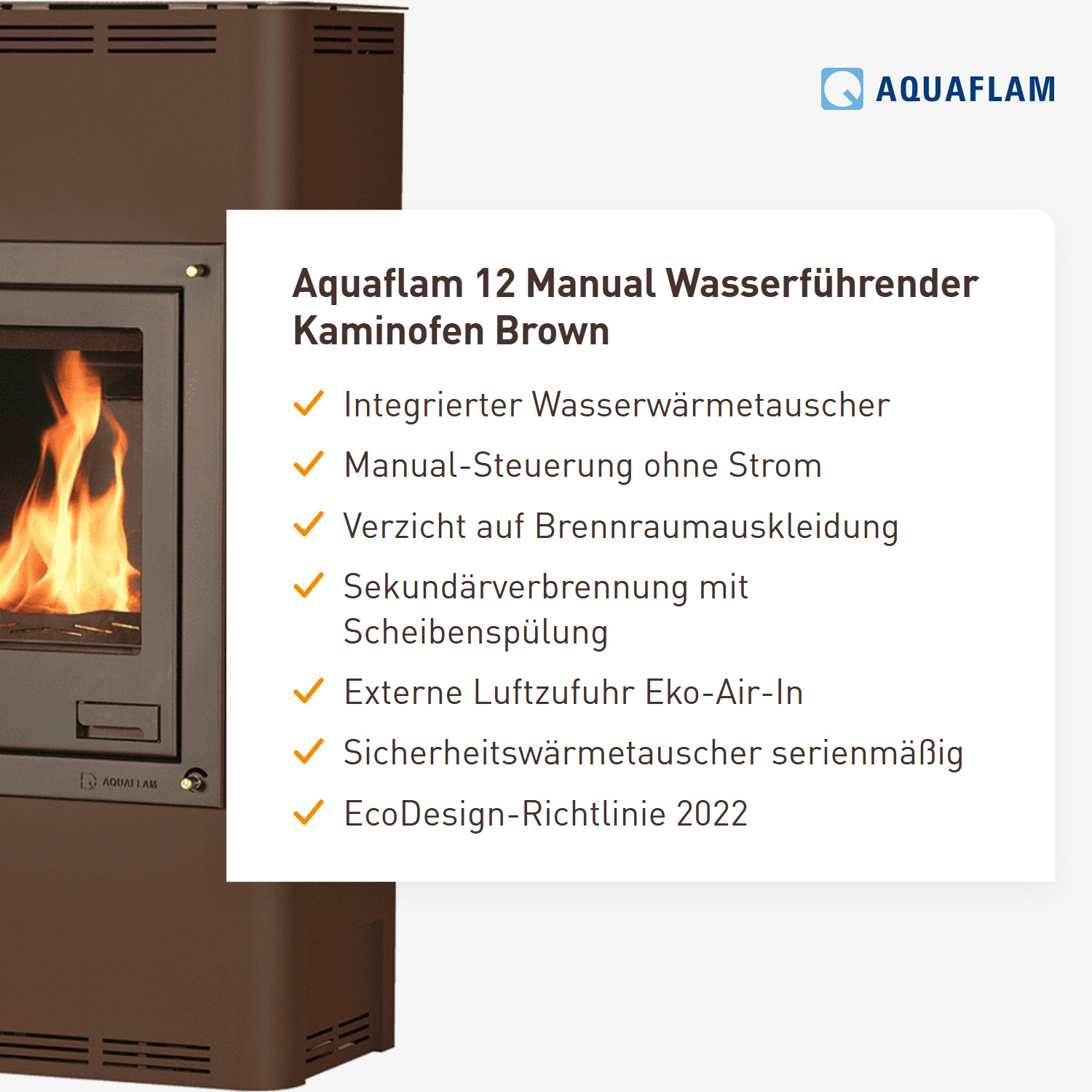 Aquaflam 12 Manual Wasserführender Kaminofen Brown