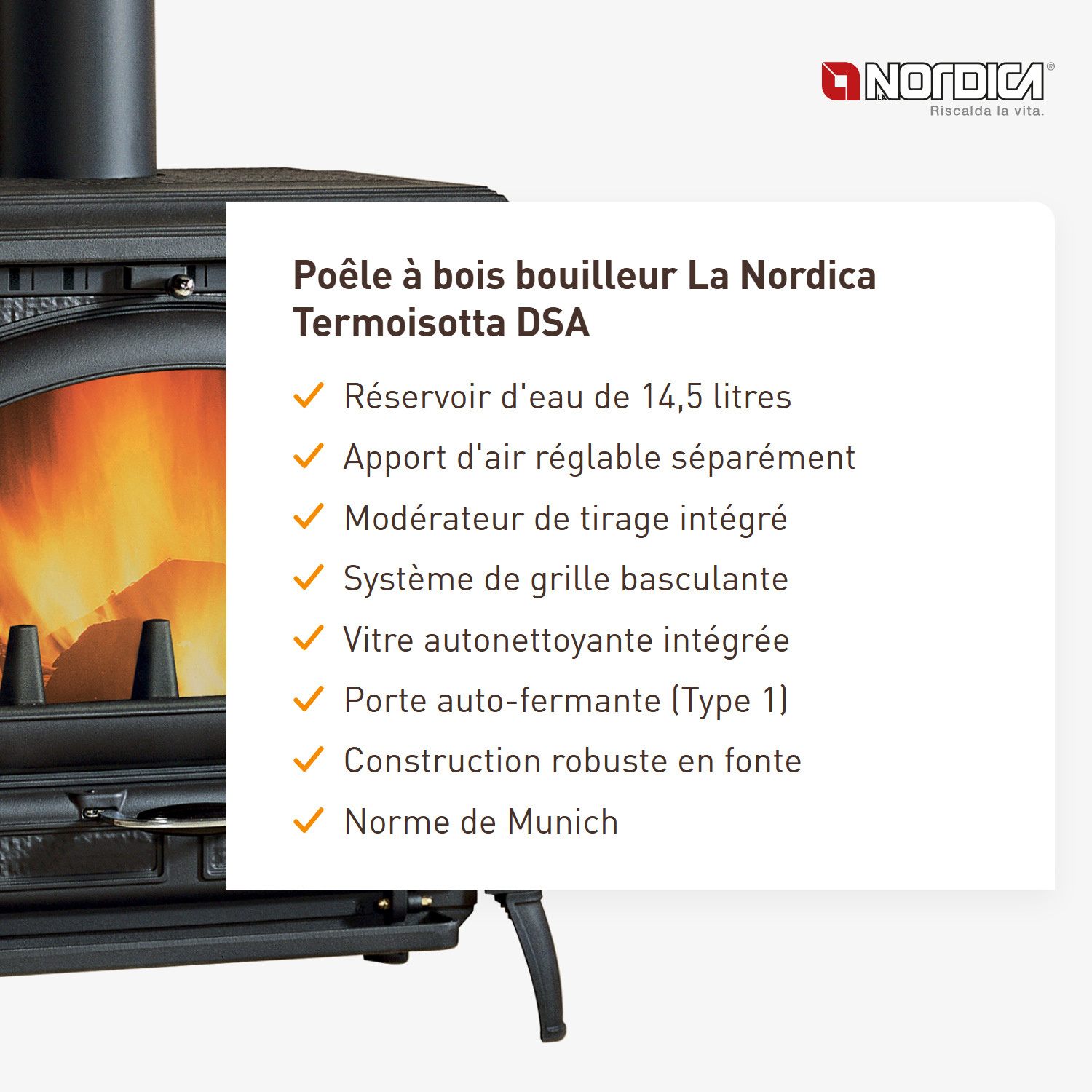 Poêle à bois avec échangeur d'eau La Nordica Termoisotta DSA