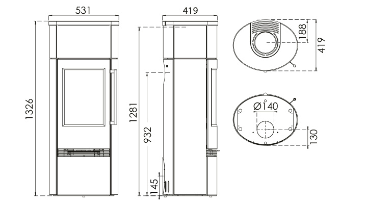 TermaTech TT21RS-HST Kaminofen Speckstein marmoriert