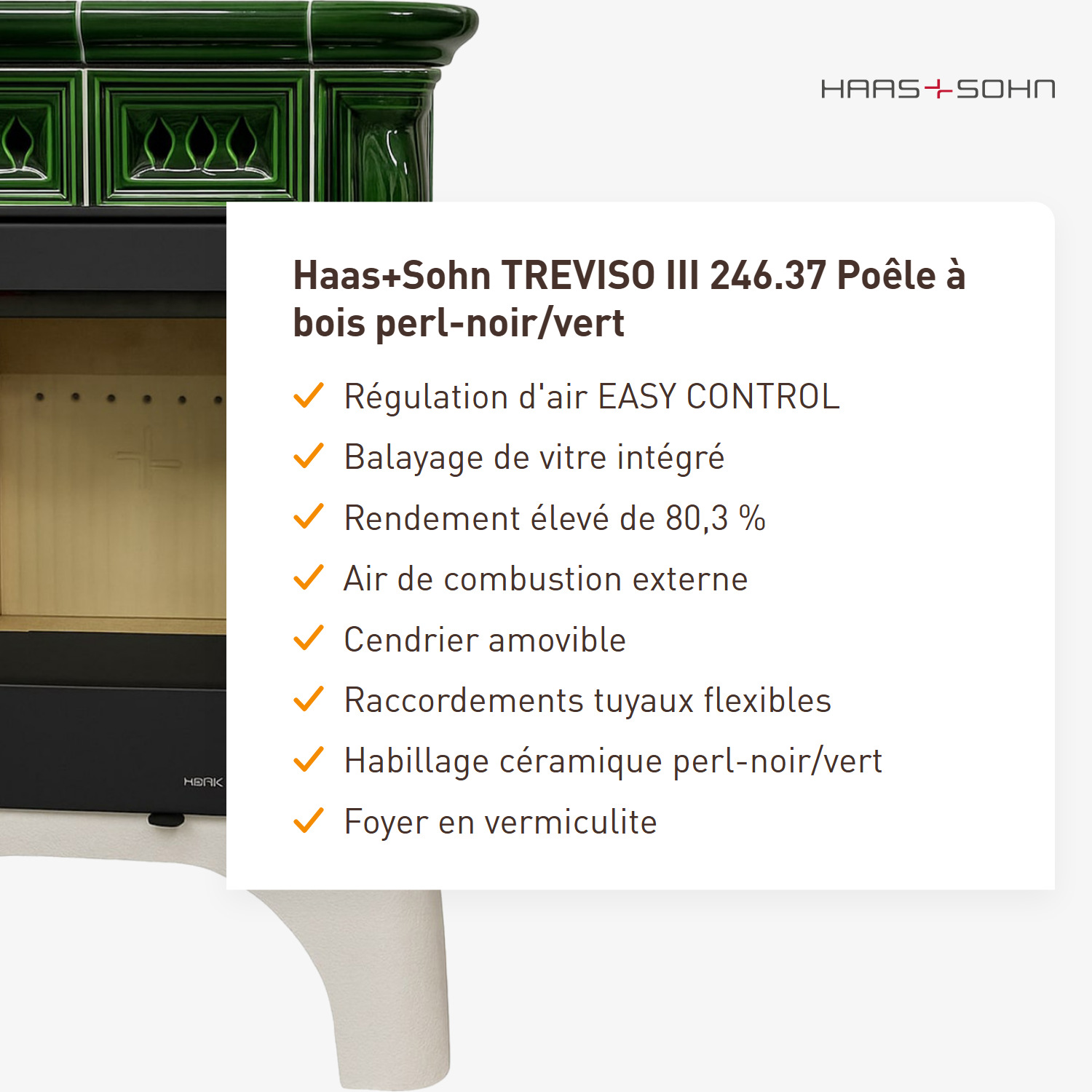 Haas+Sohn TREVISO III 246.37 poêle à bois perl-noir/vert